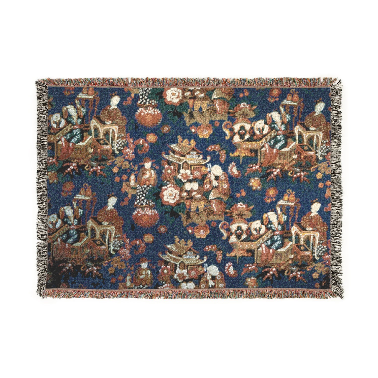 A Chinese Tea Party Furnishing Fabric Tapestry Blanket