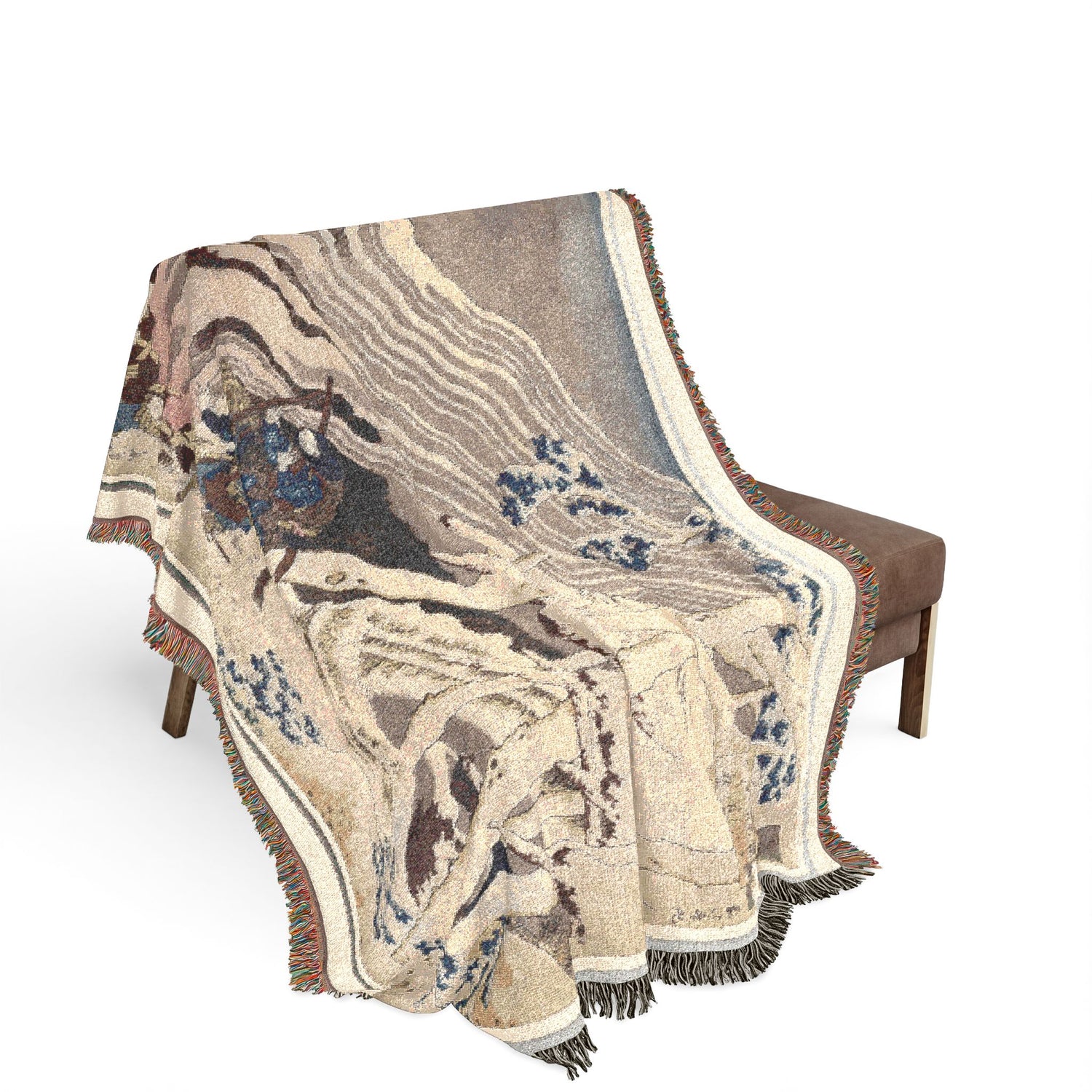 Poem by Minamoto no Muneyuki from the series One Hundred Poems by One Hundred Poets Explained by the Nurse Woven Throw Blanket