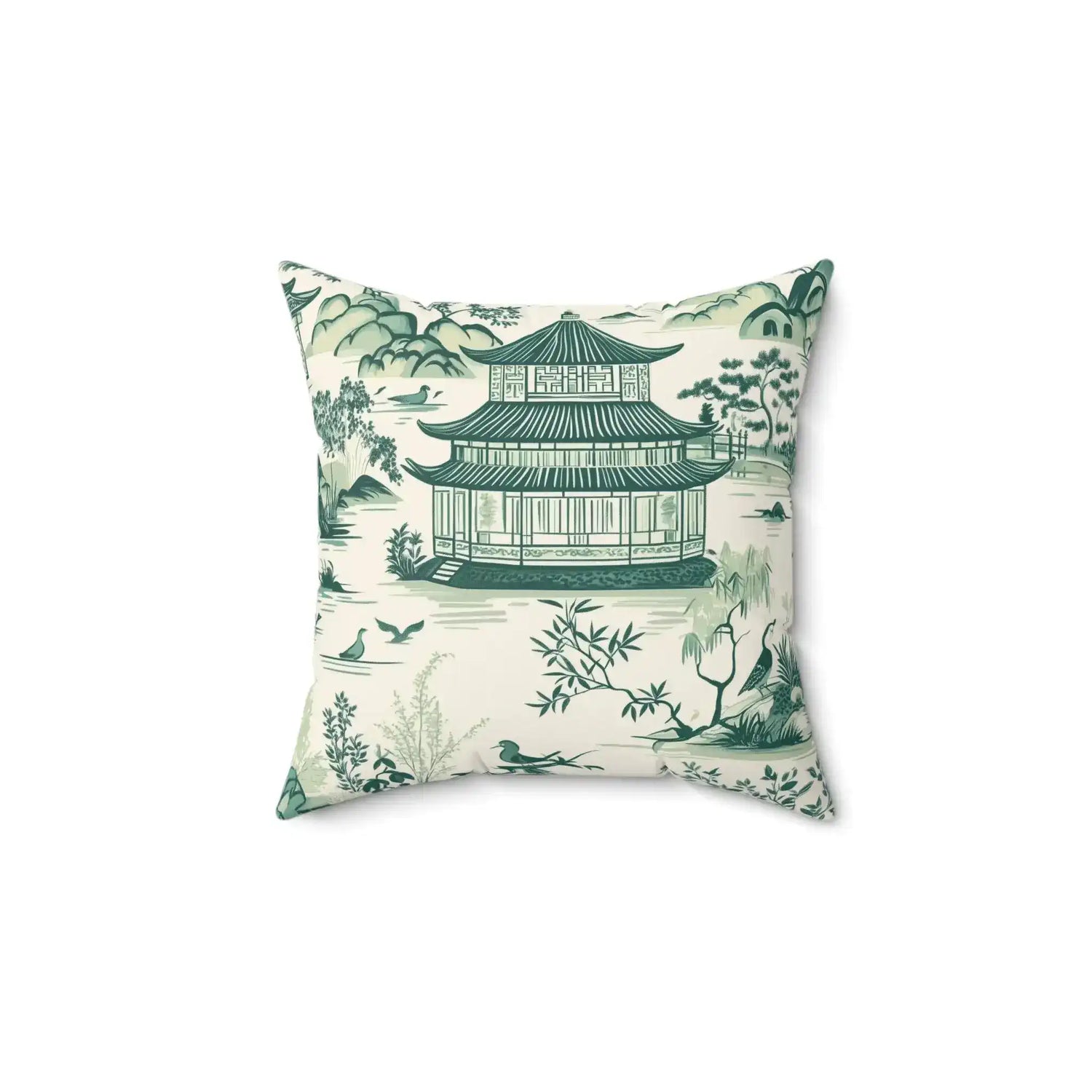 Tranquil Pavilion Toile Throw Pillow