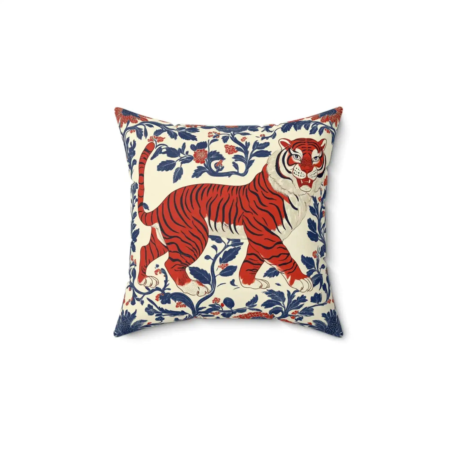 Regal Tiger Floral Throw Pillow