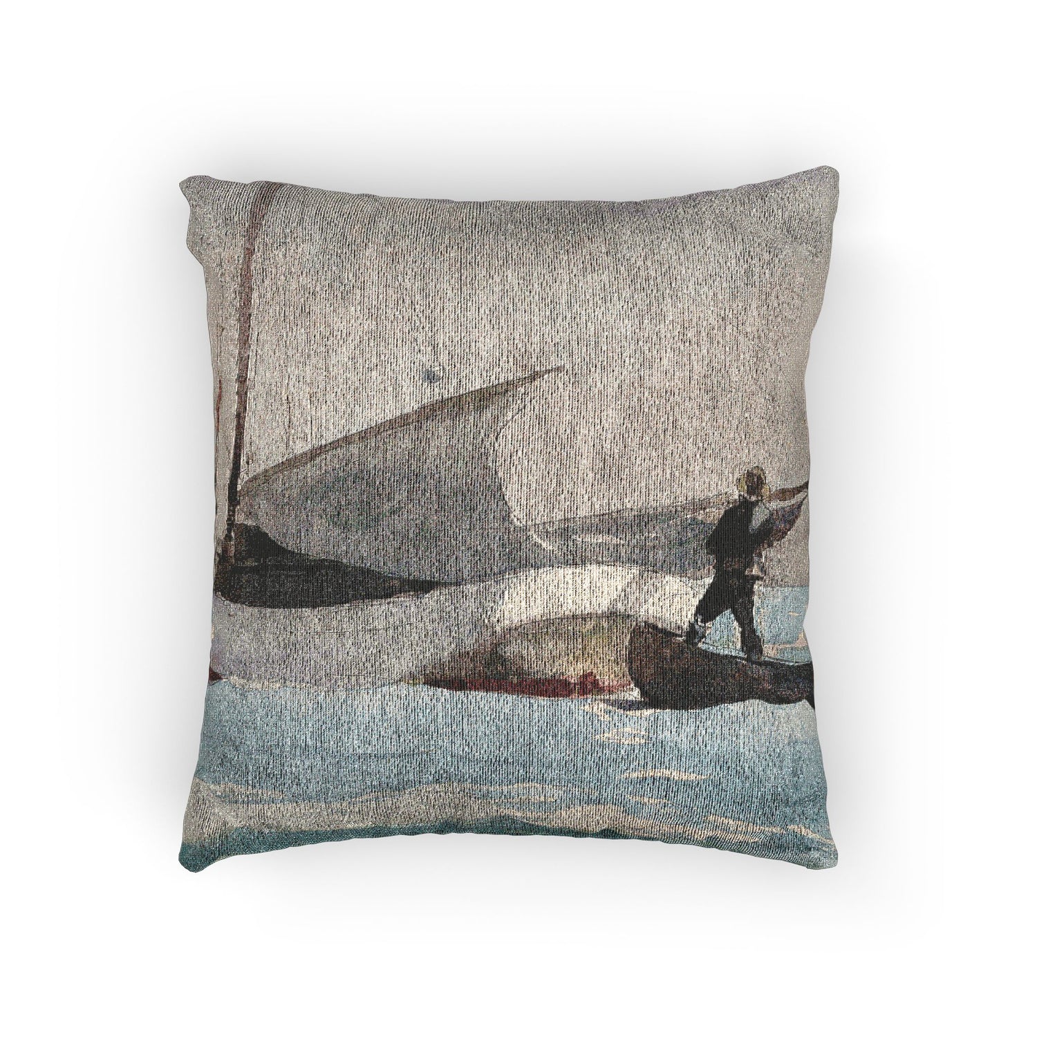 Winslow Homer - Stowing Sail | Woven Pillow