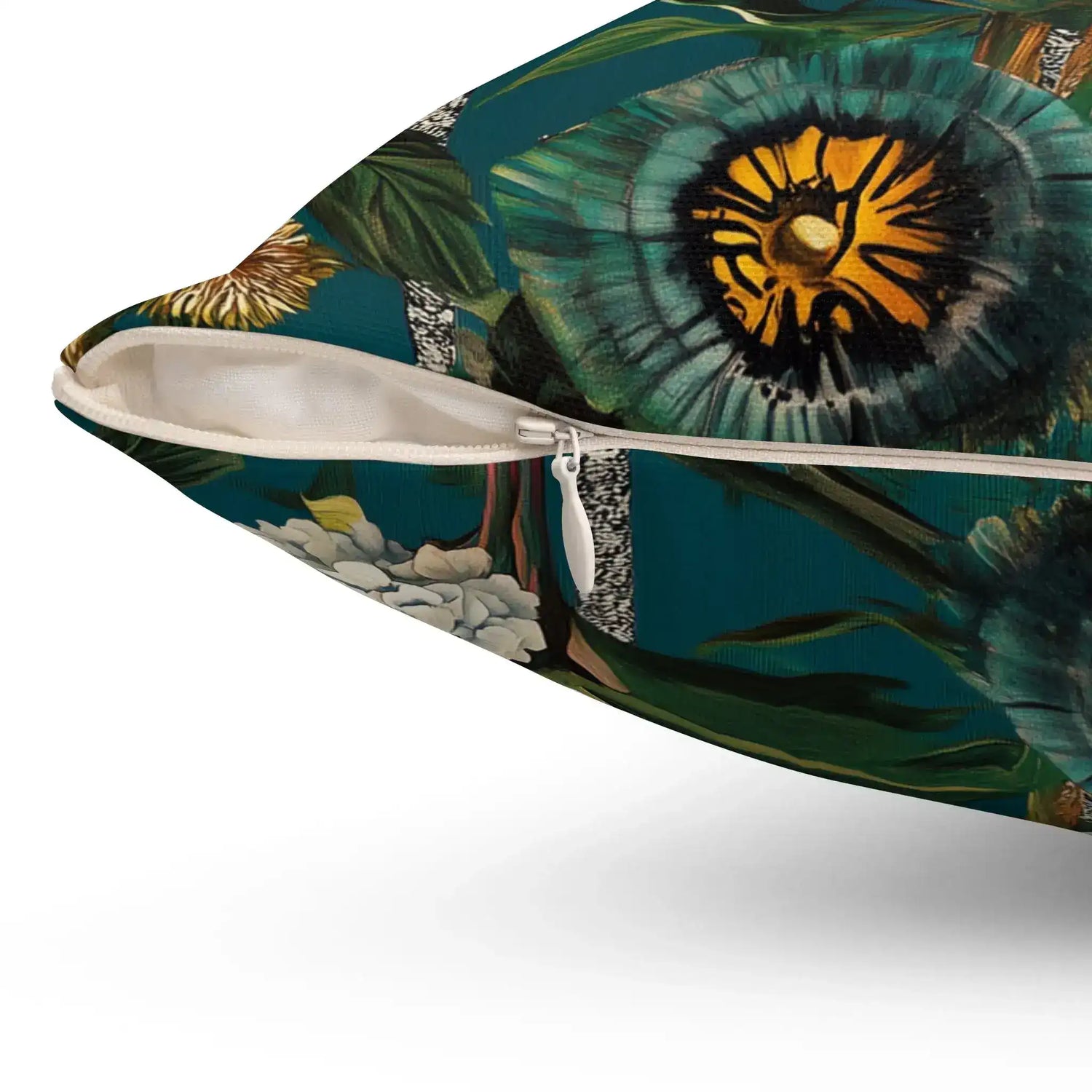 Exotic Floral and Orchid Garden Throw Pillow