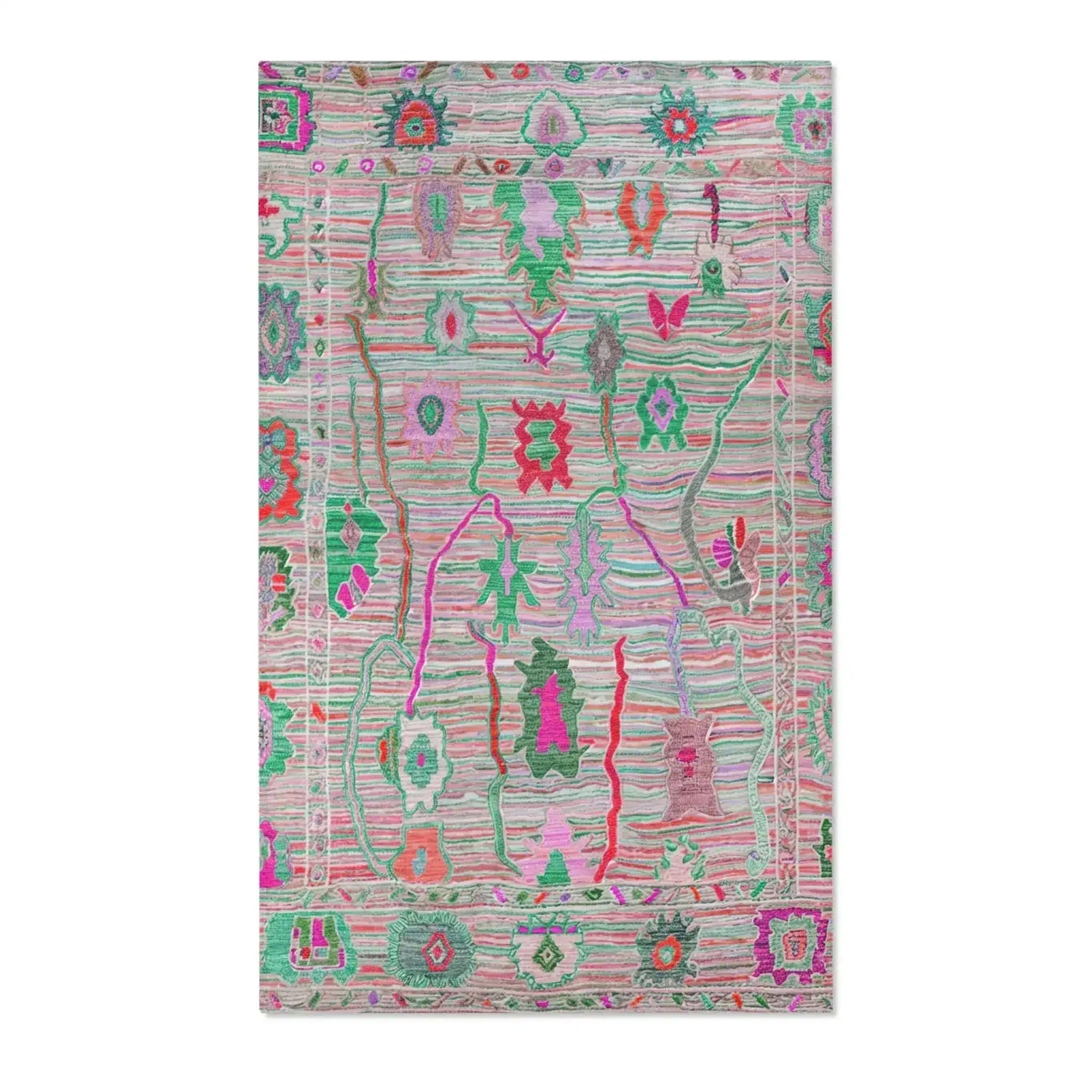 Vibrant Multicolor Striped Bohemian Accent Rug