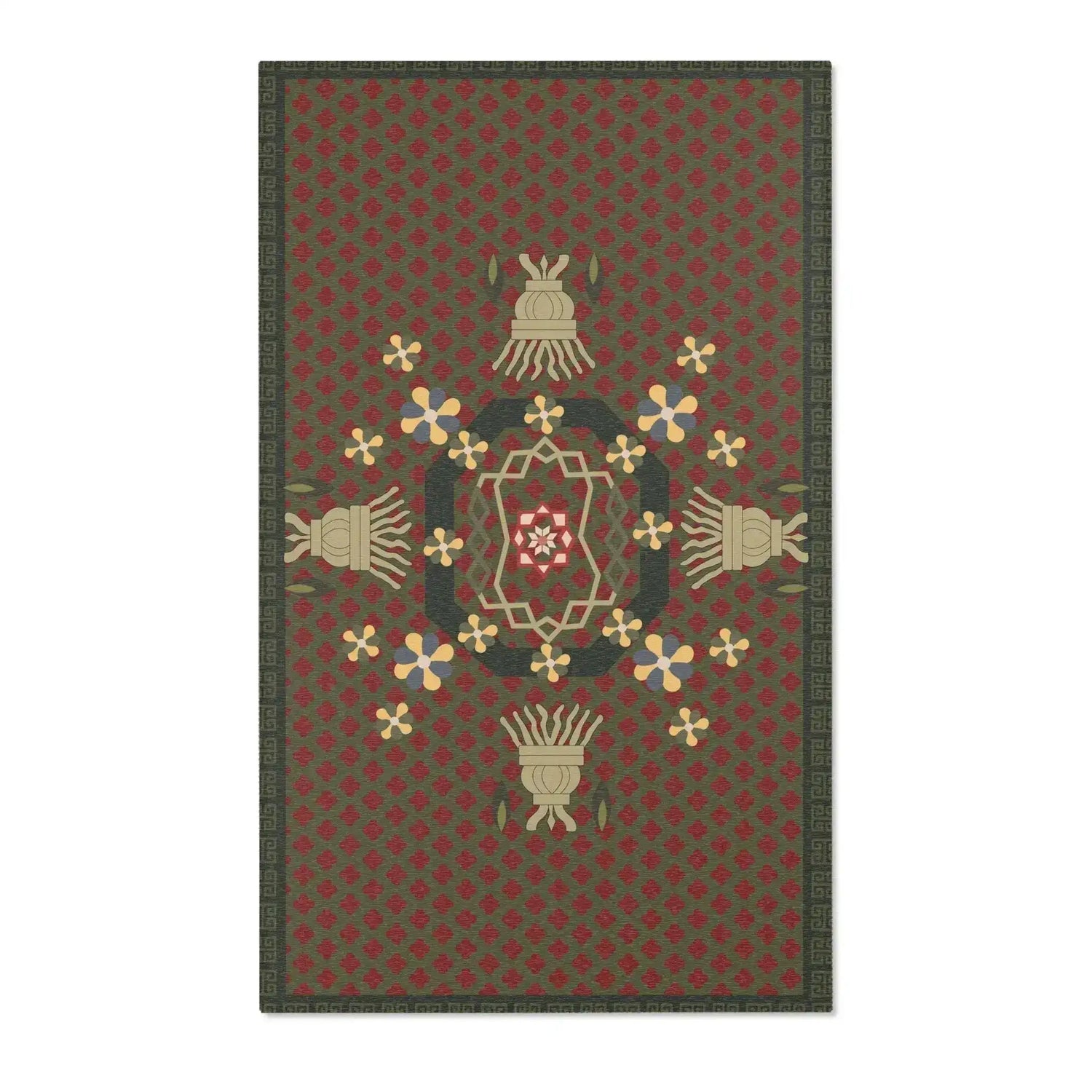 Crimson Lotus Medallion Accent Rug