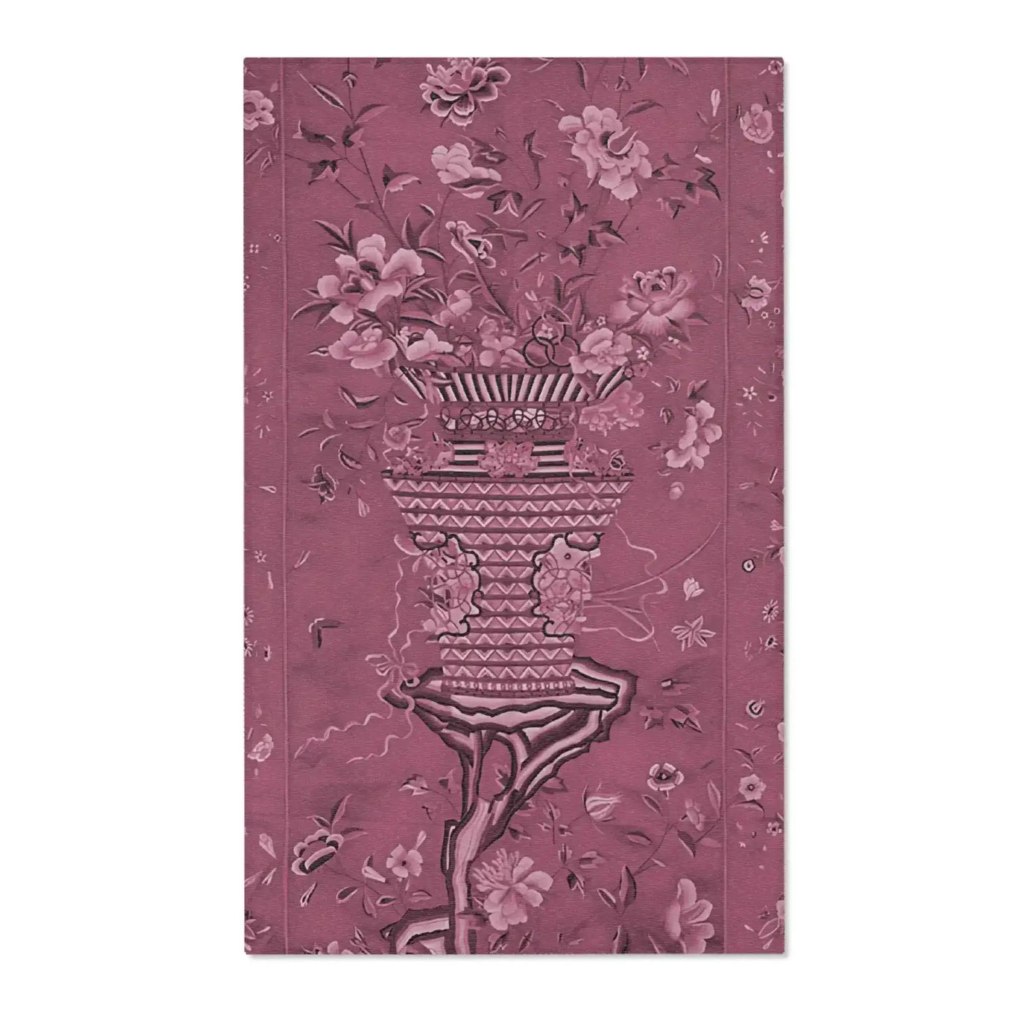 Floral Vase on Rosewood Pink Accent Rug