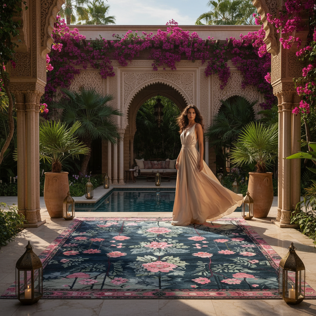 Blushing Rose Garden Hand-Tufted Rug