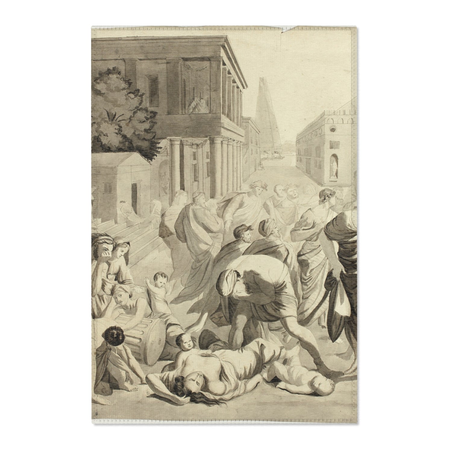 Plague of Ashdod - Nicolas Poussin Area Rug