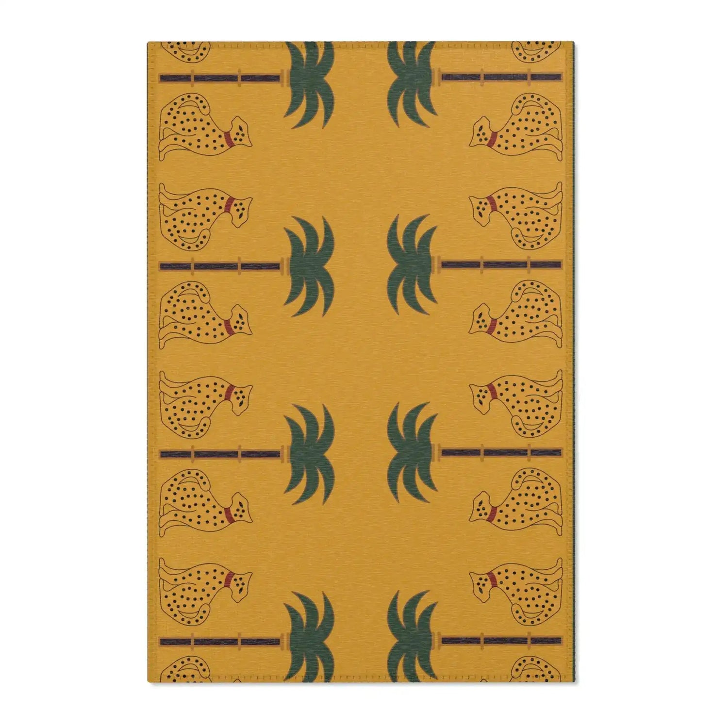 Leopards and Palms Border Accent rug