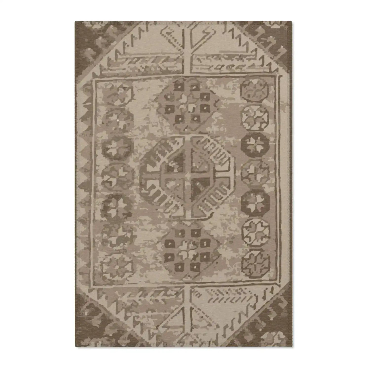Rustic Brown & Beige Tribal Accent Rug