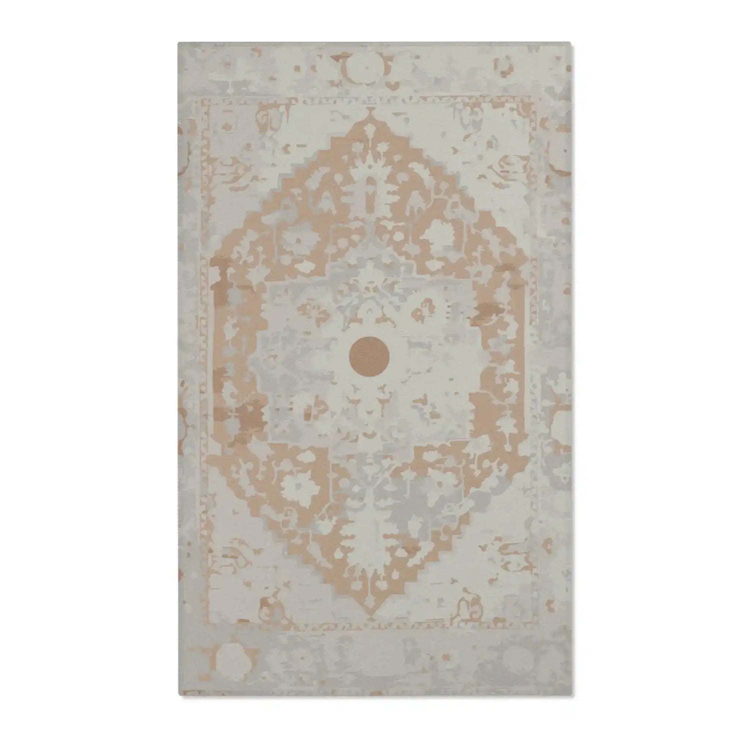 Warm Beige & Ivory Medallion Accent Rug
