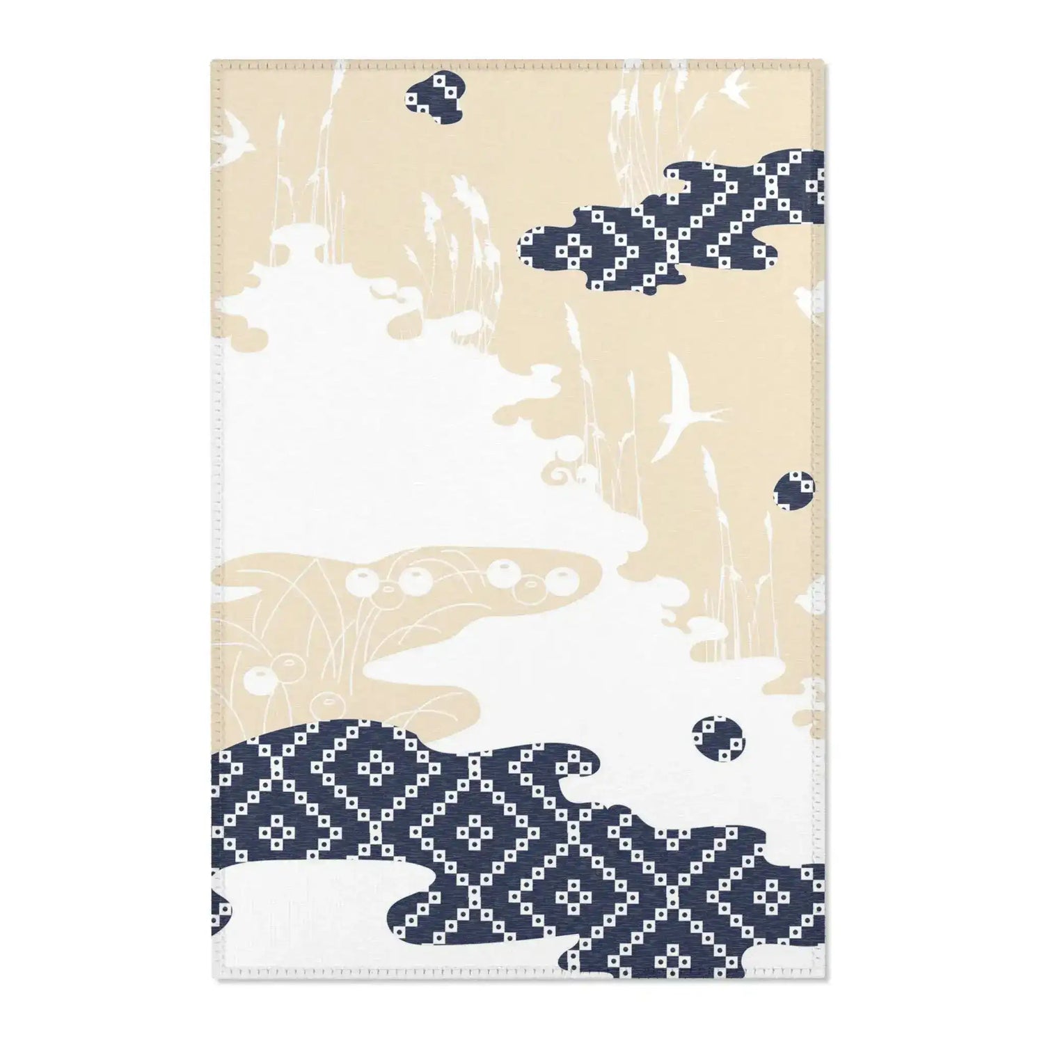 Blue & Beige Swallow Sky Pattern Accent Rug