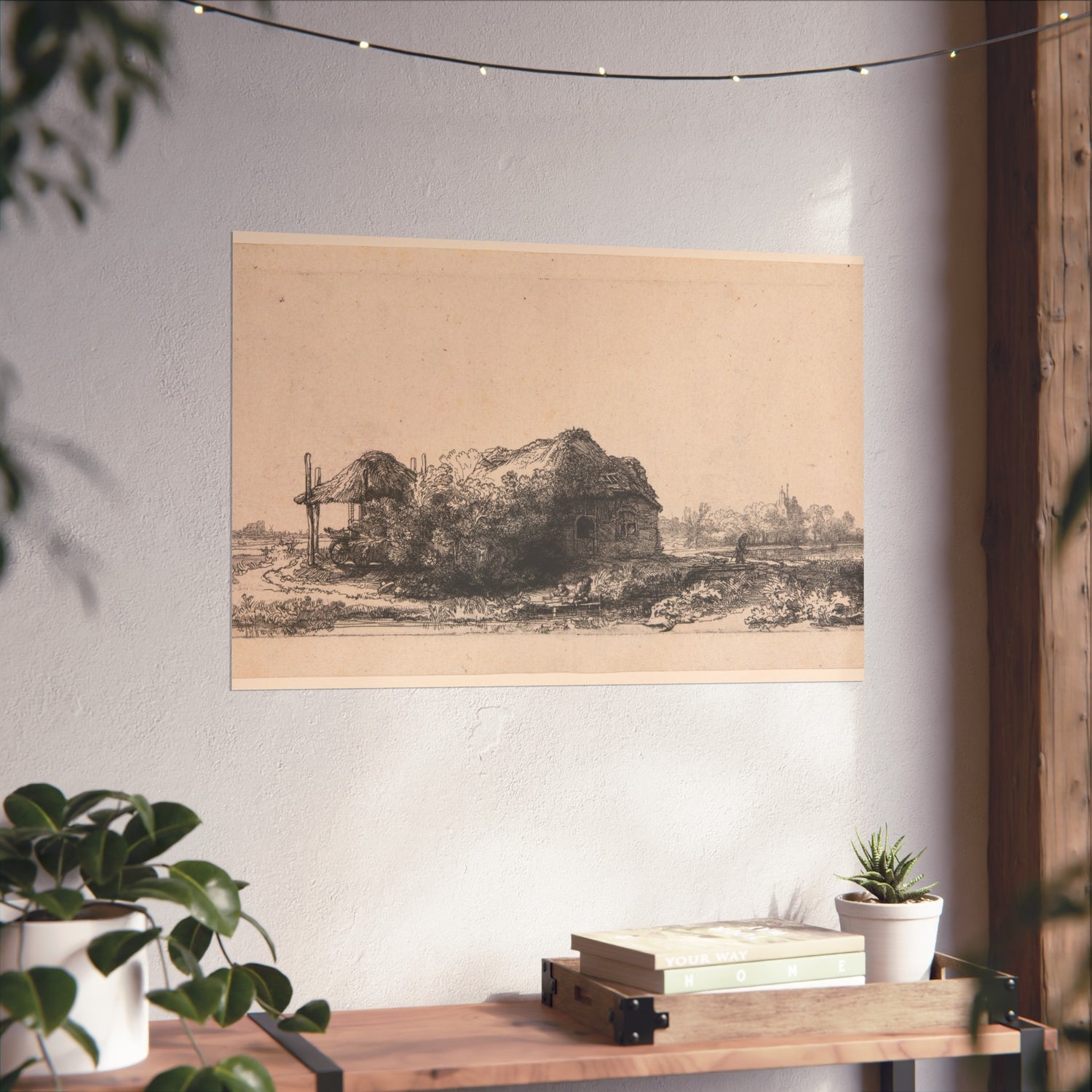 Landscape with Cottages and a Hay Barn - Rembrandt van Rijn Fine Art Poster
