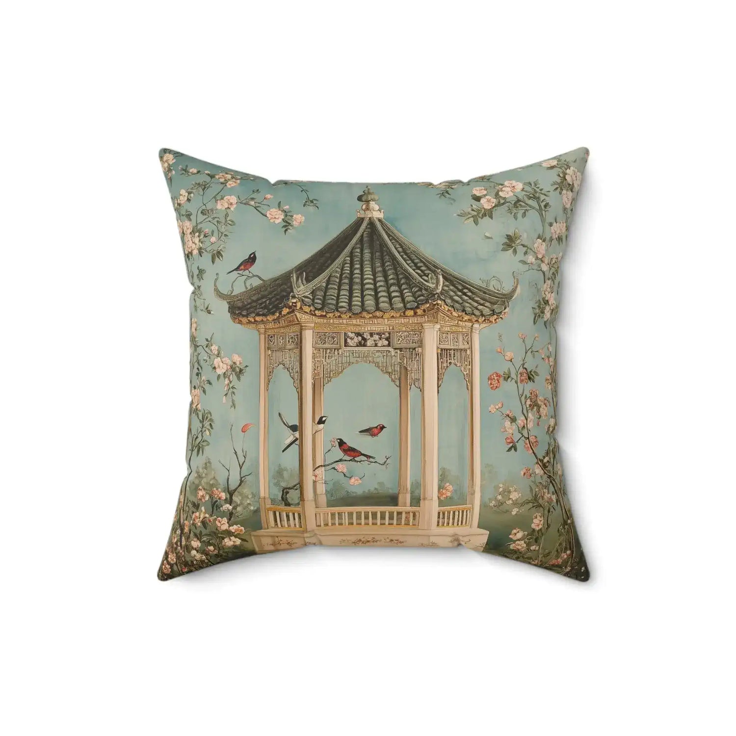 Oriental Garden Pavilion Throw Pillow