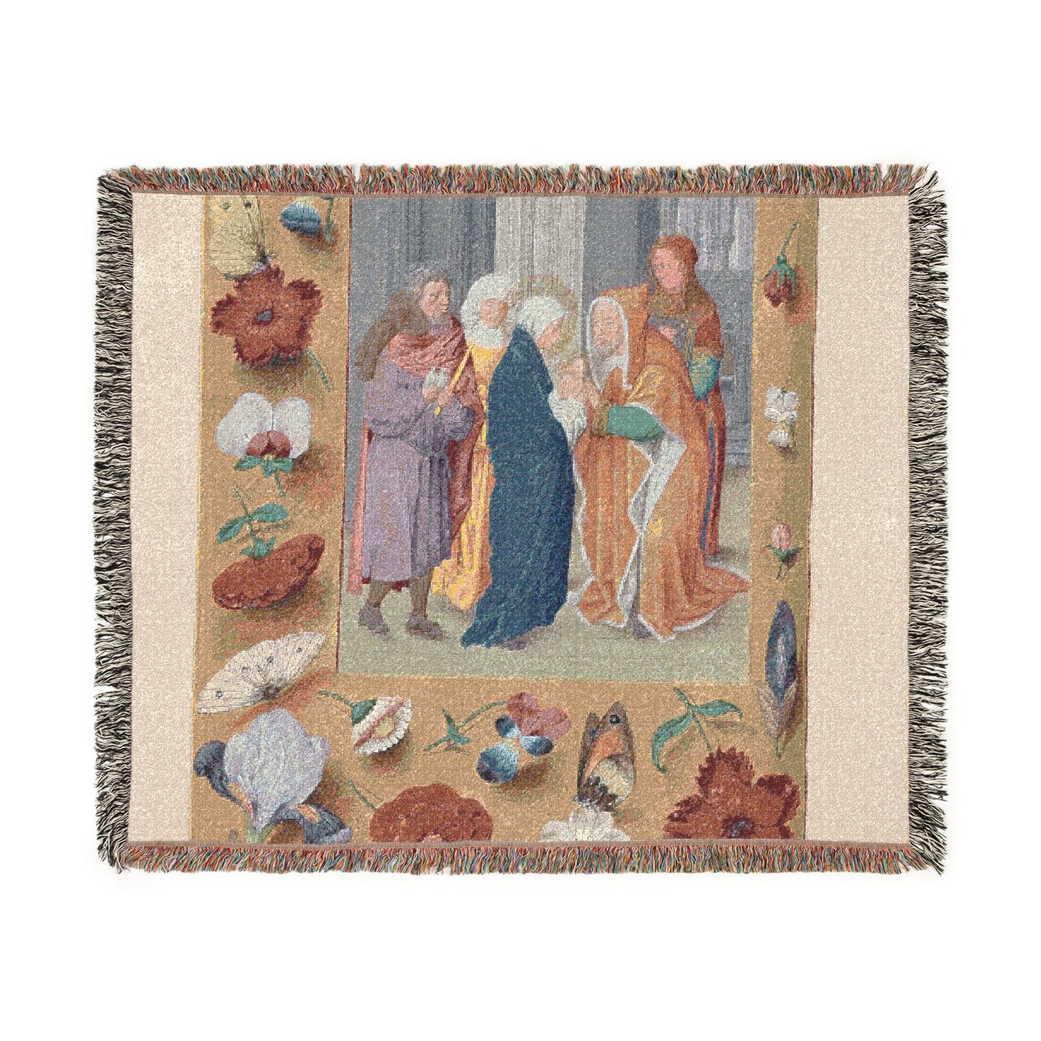 Hours of Queen Isabella the Catholic, Queen of Spain: Fol. 141v, Presentation in the Temple Woven Throw Blanket