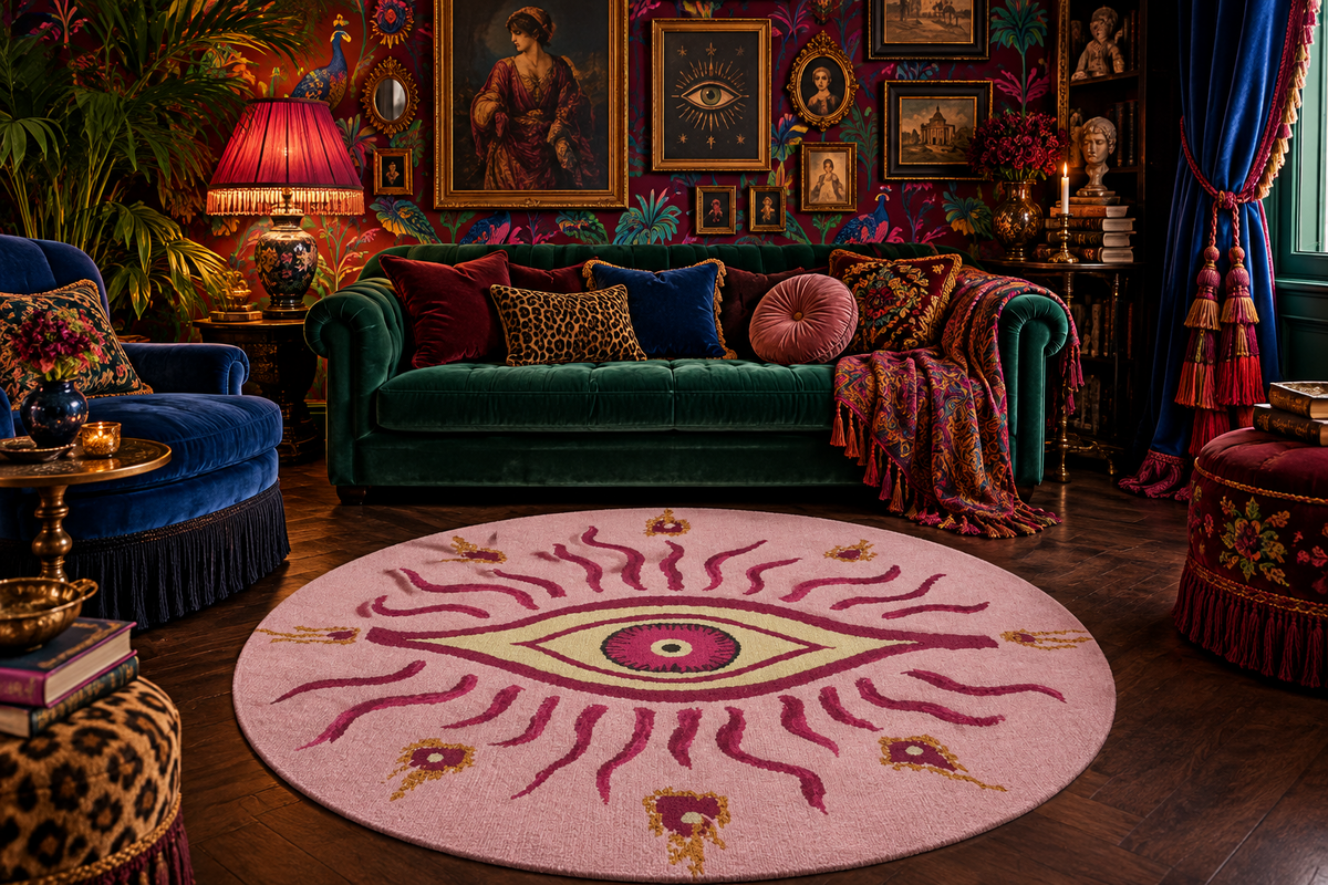 Mystic Eye Pink Round Rug