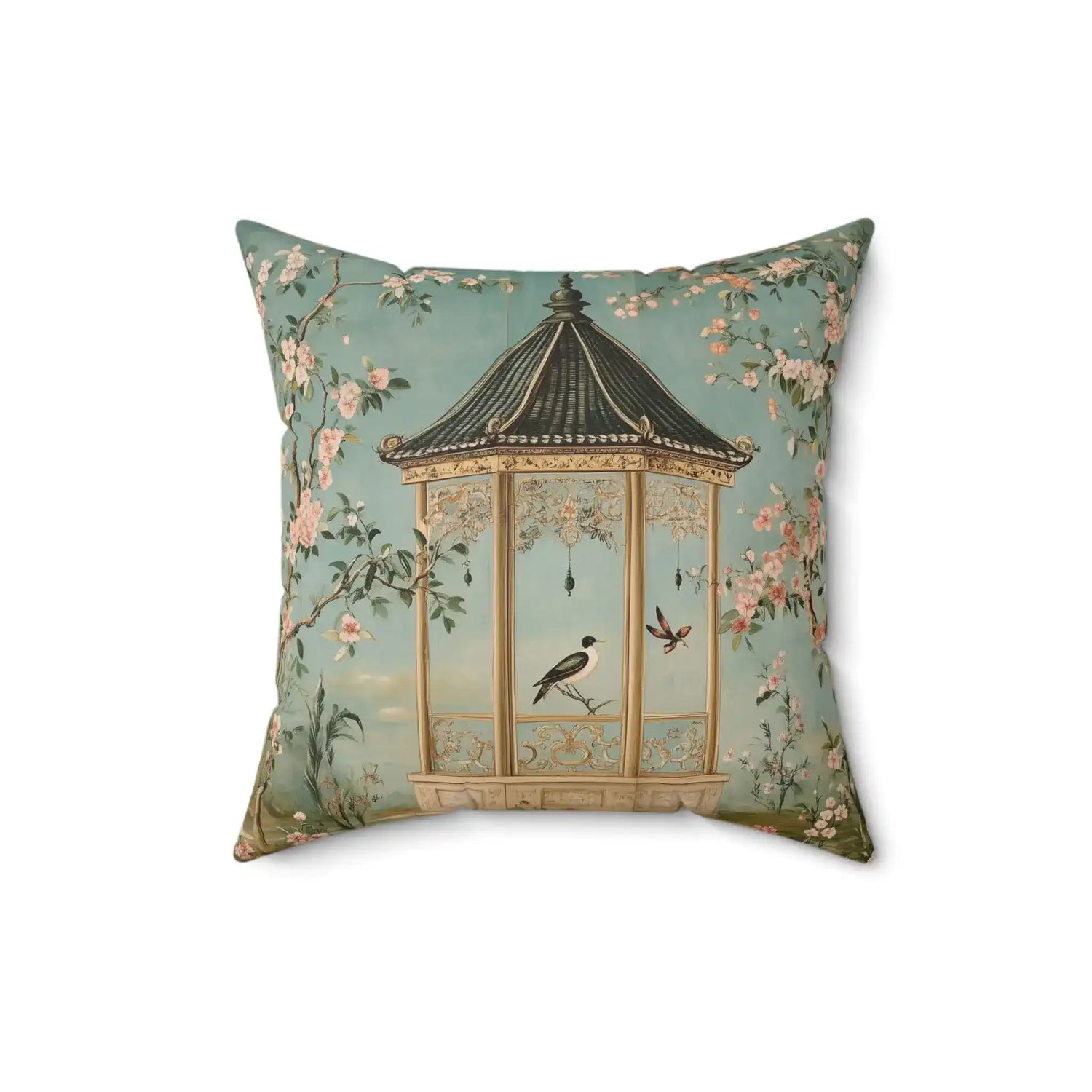 Serene Garden Pavilion Throw Pillow