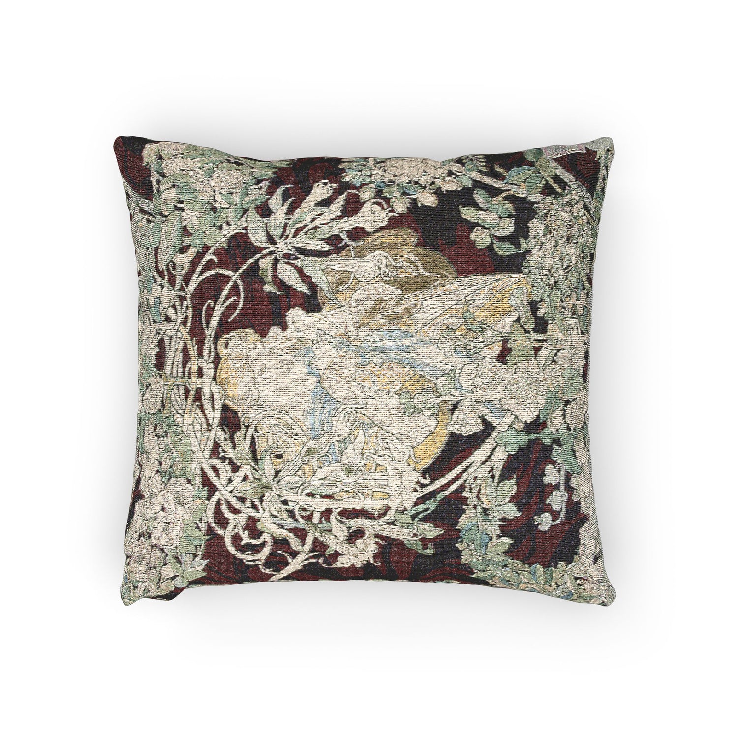 Woman with Daisy - Alphonse Mucha Pillow