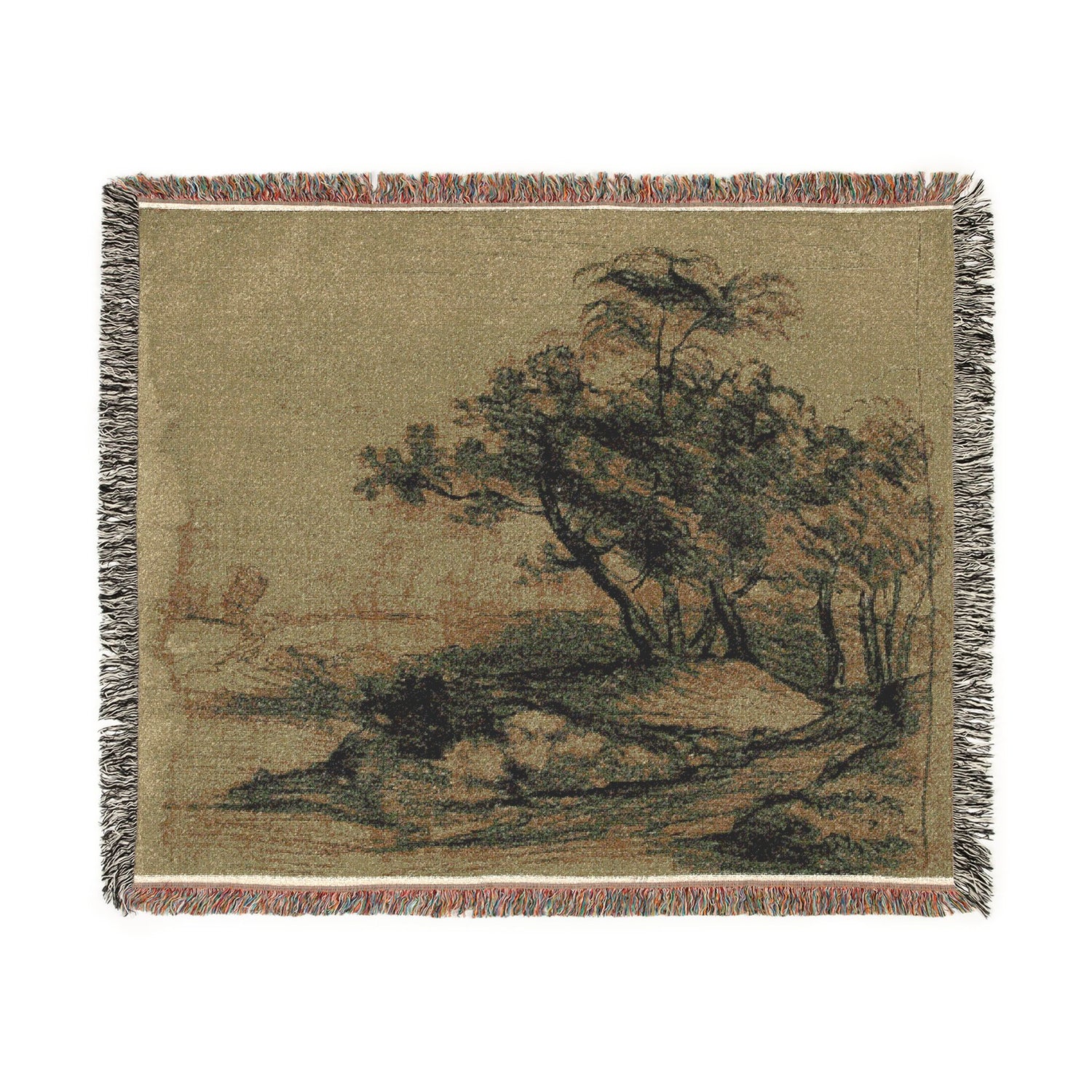 River Bank with Trees - John Constable Tapestry Blanket