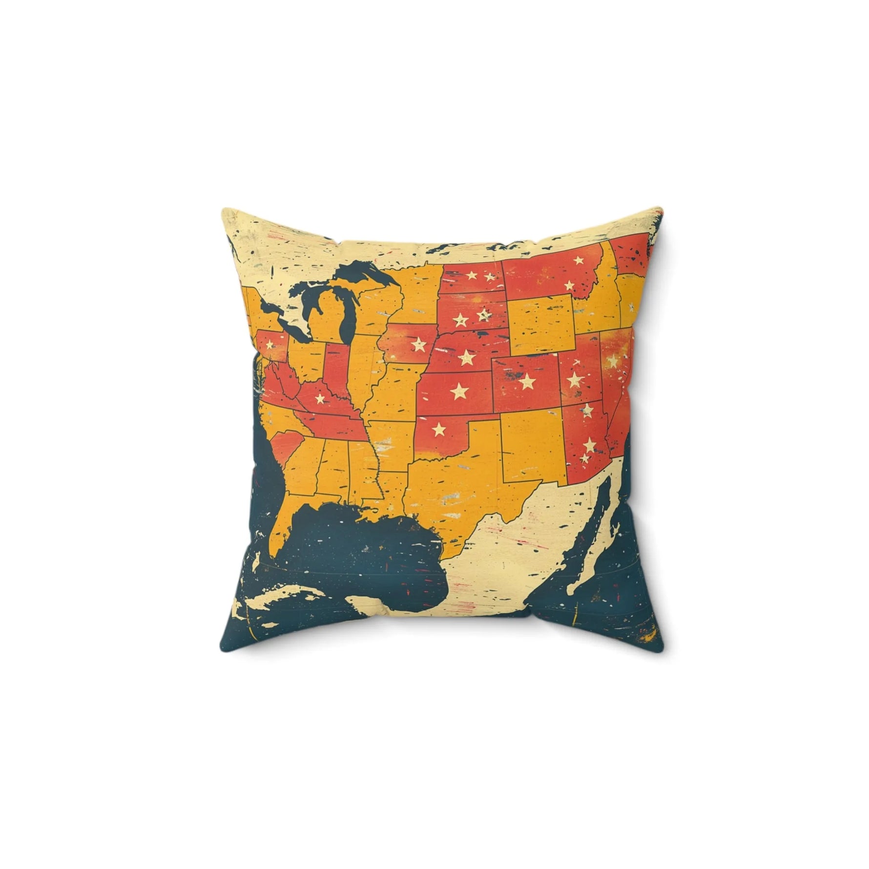 Retro Map Nostalgia Square Pillow