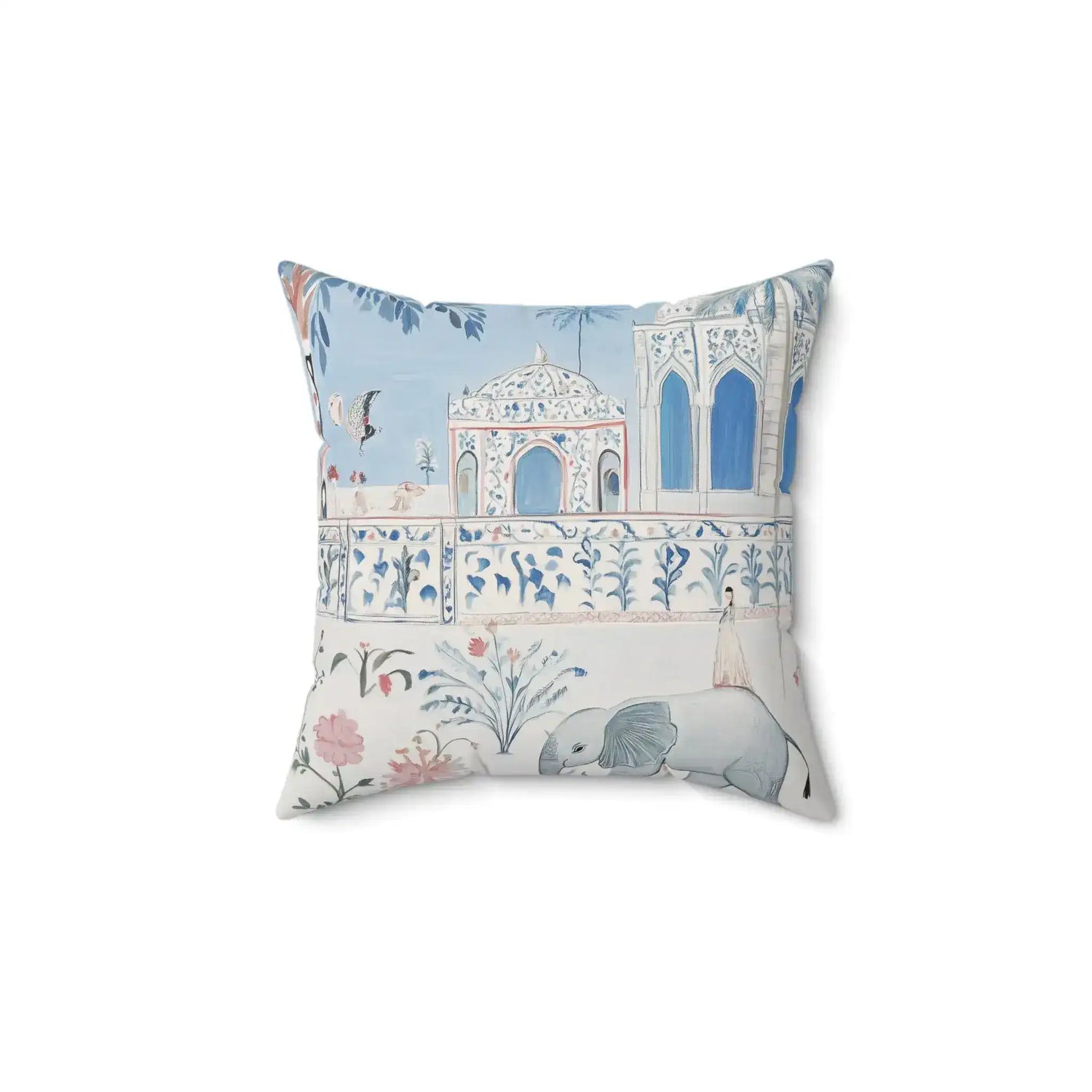 Mughal Garden Dreamscape Throw Pillow