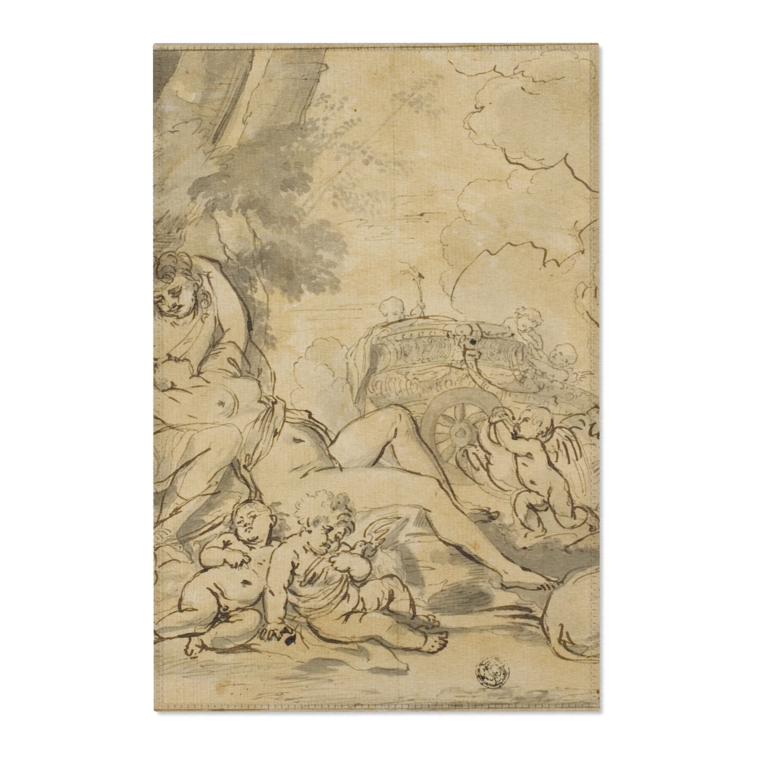 Figures, Chariot and Dog - Nicolas Poussin Area Rug