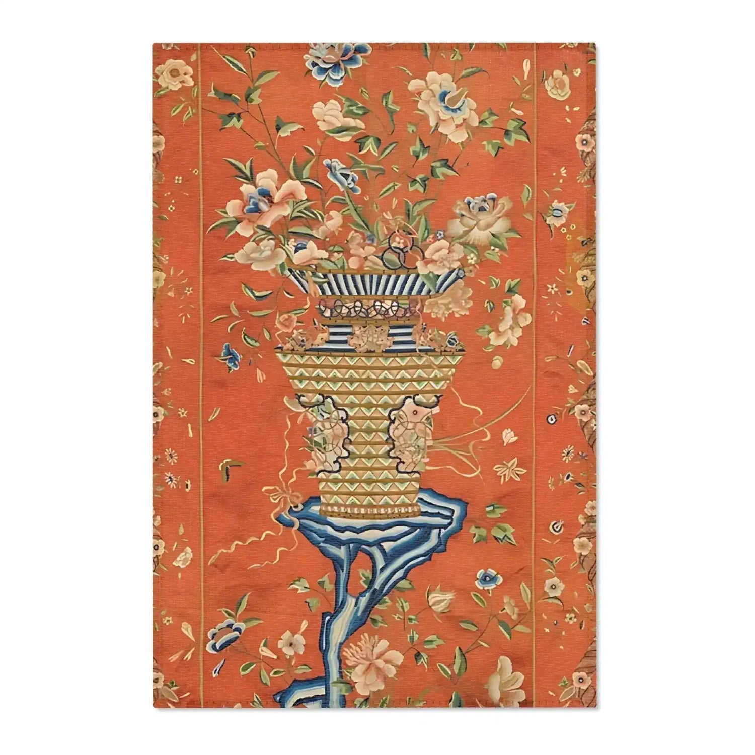 Floral Vase on Terracotta Accent Rug