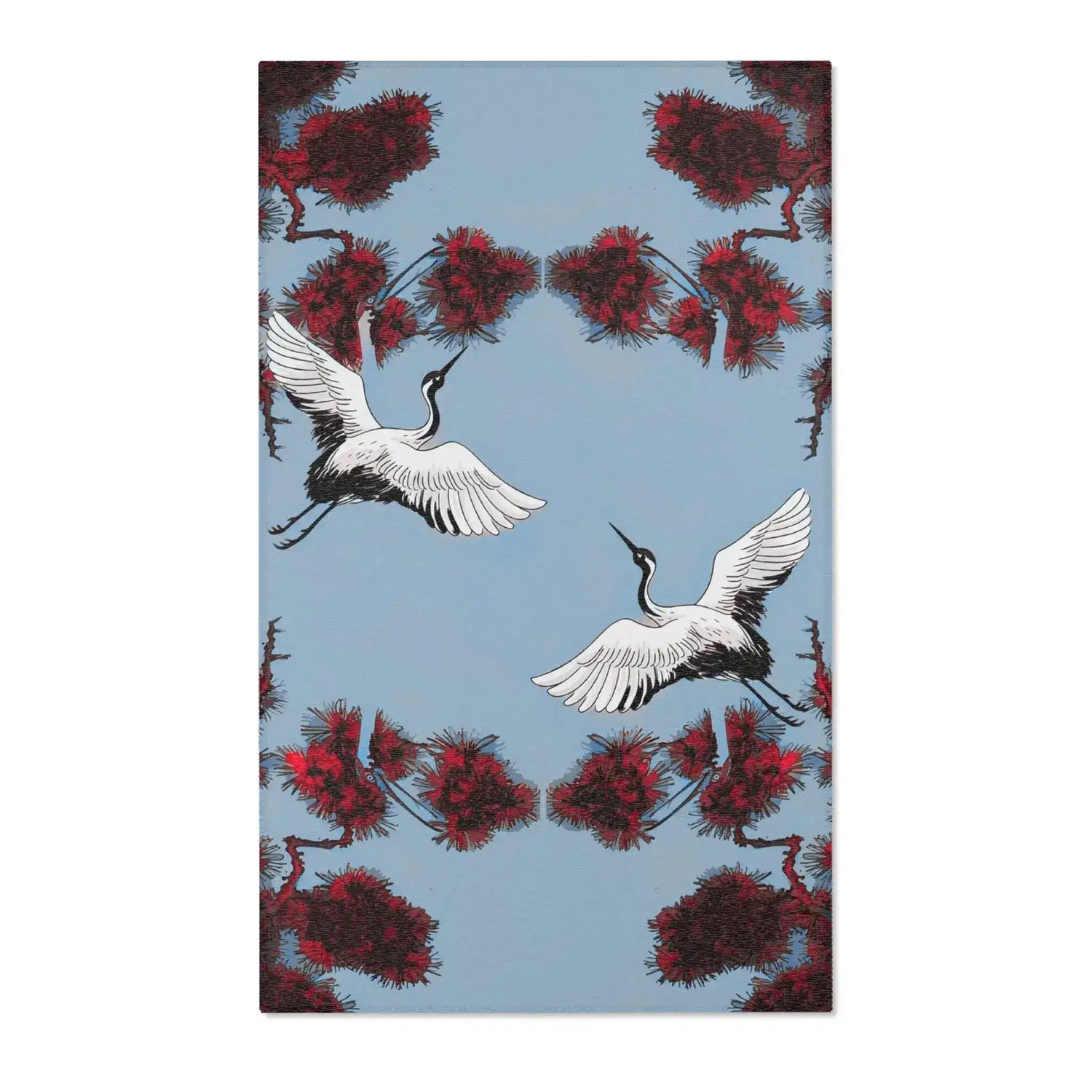 Dancing Cranes with Crimson Pines Accent Rug