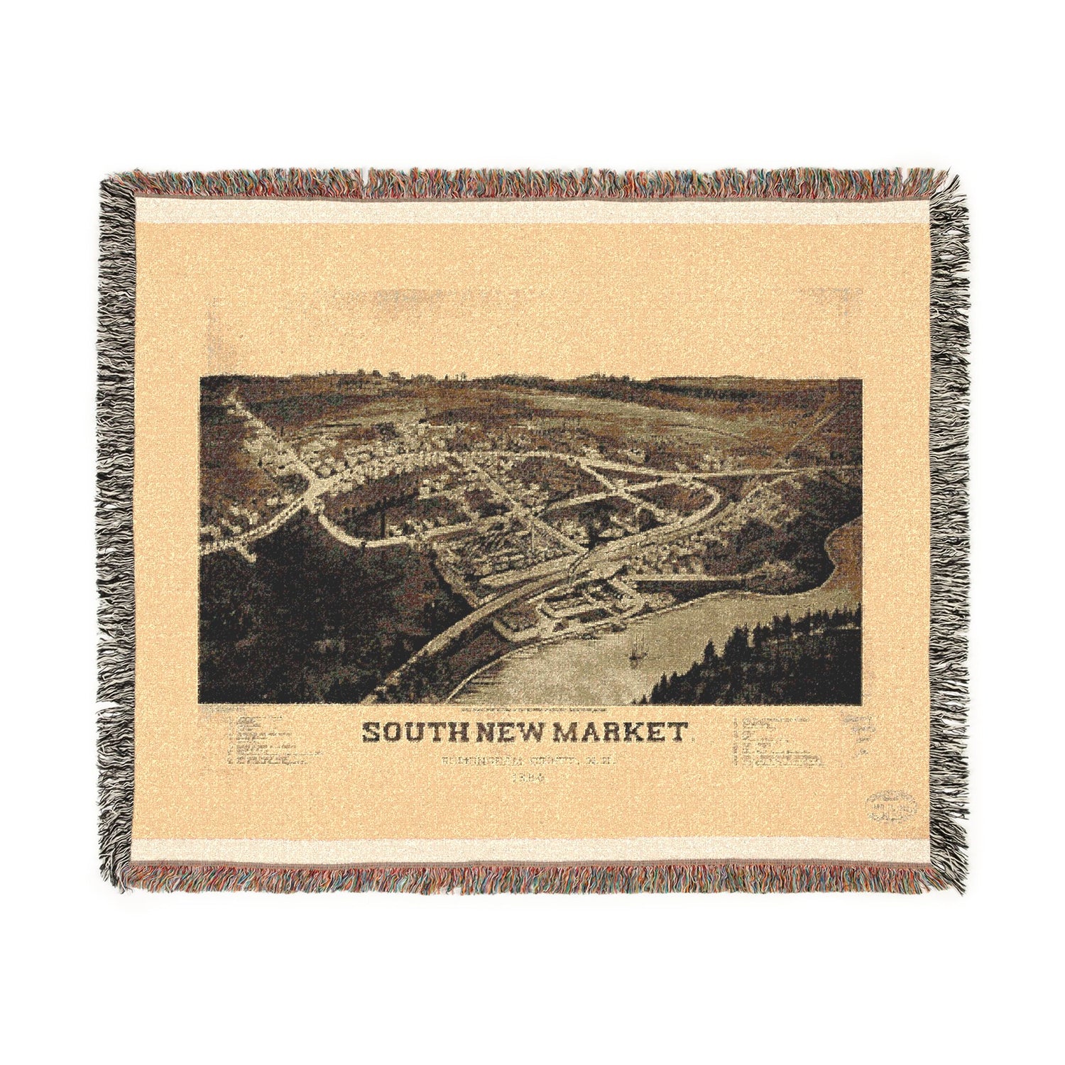 South-New-Market, Rockingham County, N.H. 1884 Woven Throw Blanket