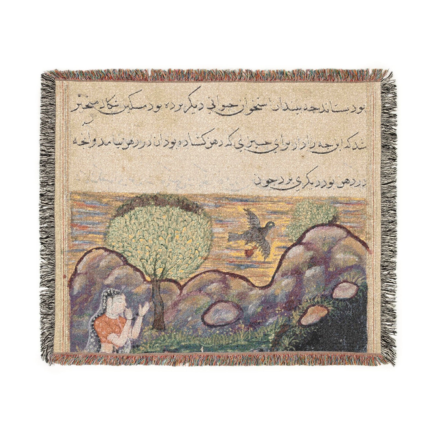 The daughter-in-law of the king of Banaras sees the jackal deprived of its food by a bird, as it unsuccessfully attempts to catch a fish, fr