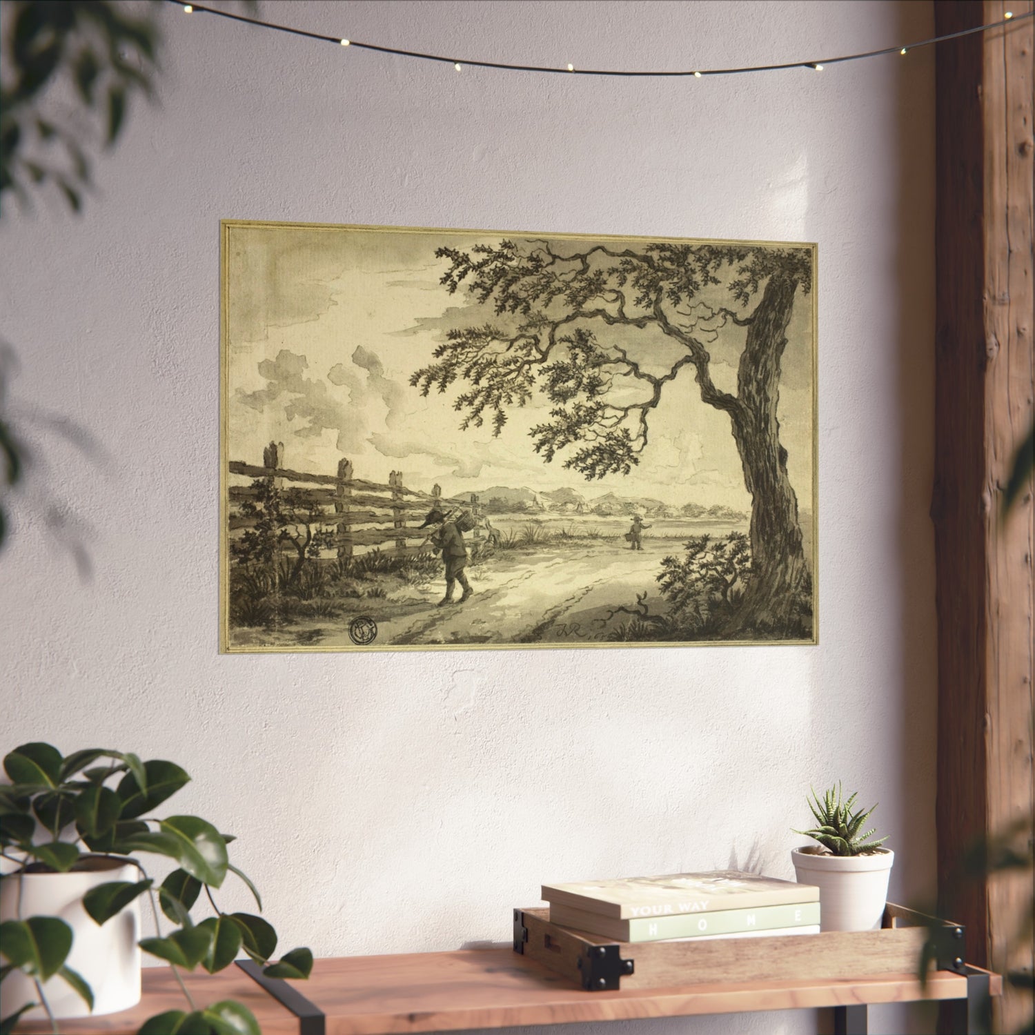 Figures with Baskets on Road - Jacob van Ruisdael Fine Art Poster