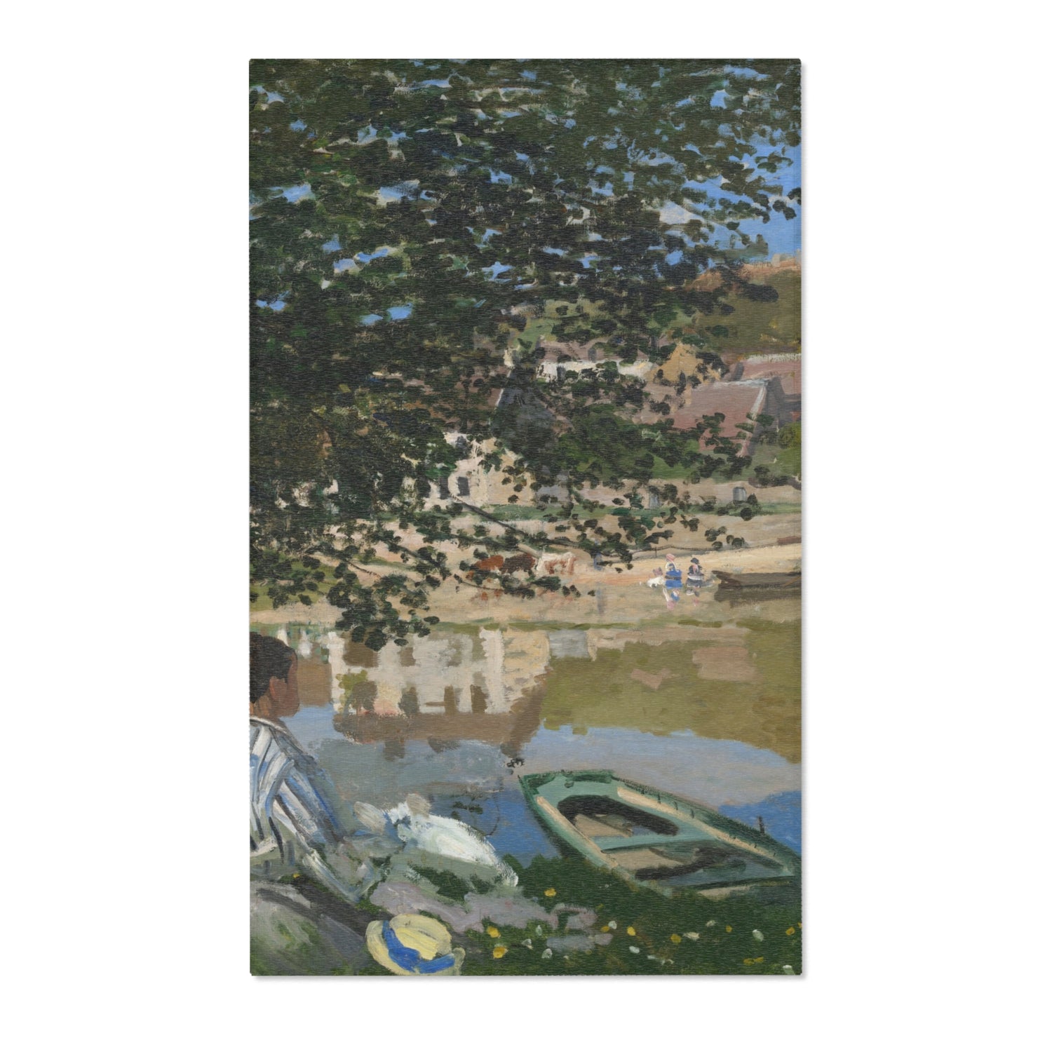 On the Bank of the Seine, Bennecourt - Claude Monet Area Rug
