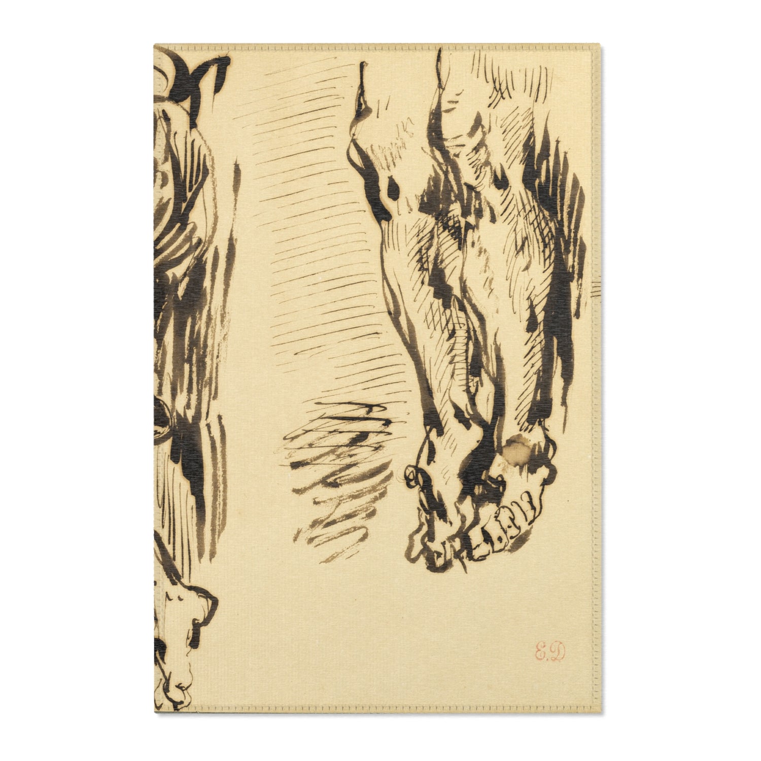 Study of Arms and Legs of Christ Crucified - Eugène Delacroix Area Rug