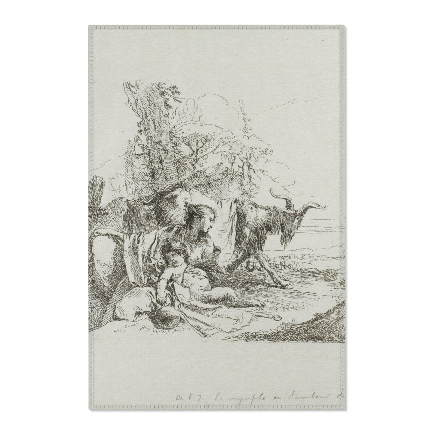 A Nymph with a Small Satyr and Two Goats - Giovanni Battista Tiepolo Area Rug