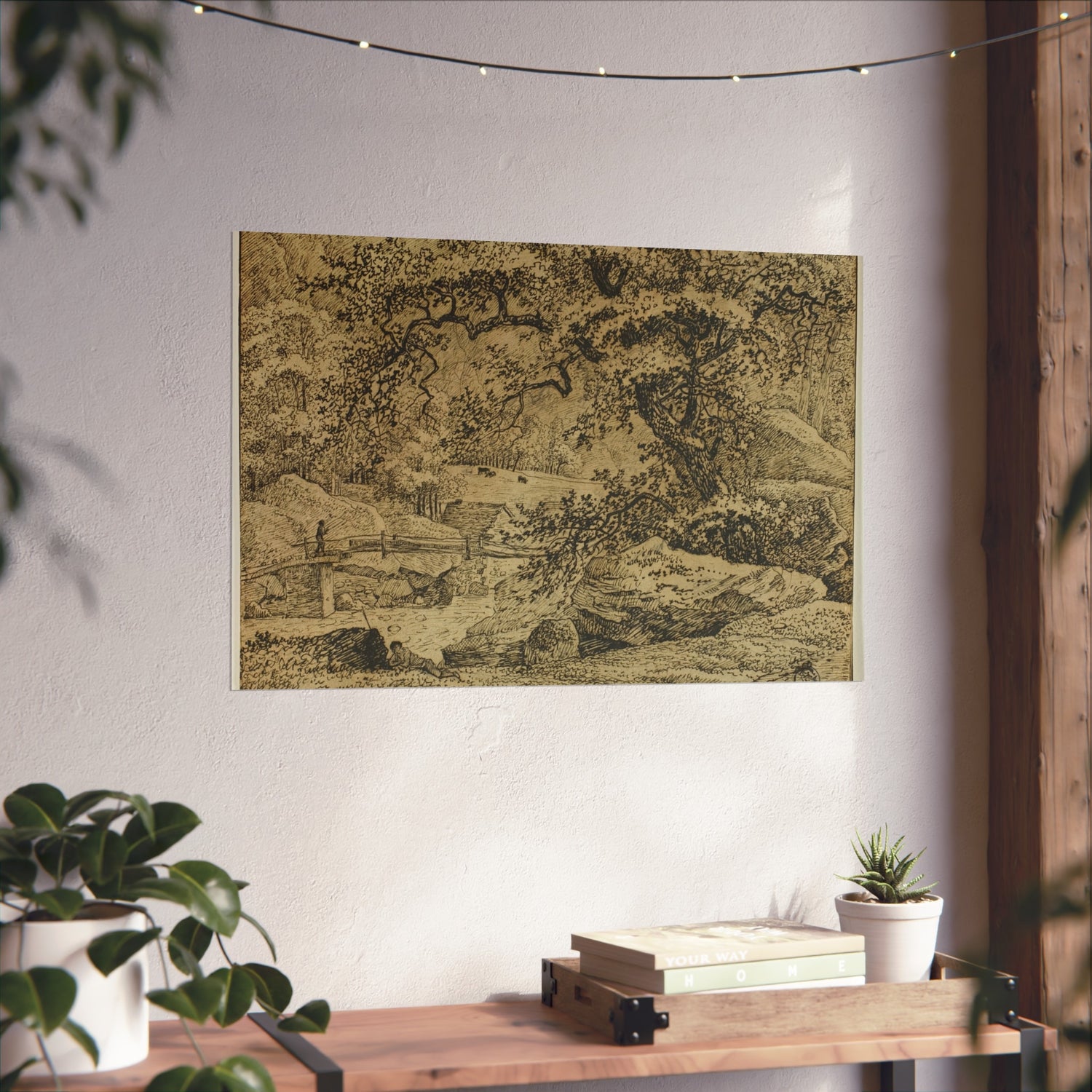 Landscape with Figure Resting under Tree by Stream - Jacob van Ruisdael Fine Art Poster