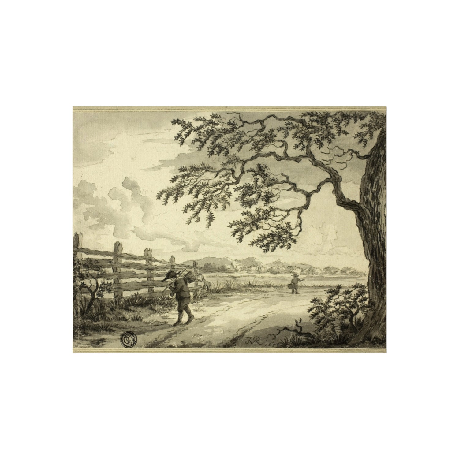 Figures with Baskets on Road - Jacob van Ruisdael Fine Art Poster