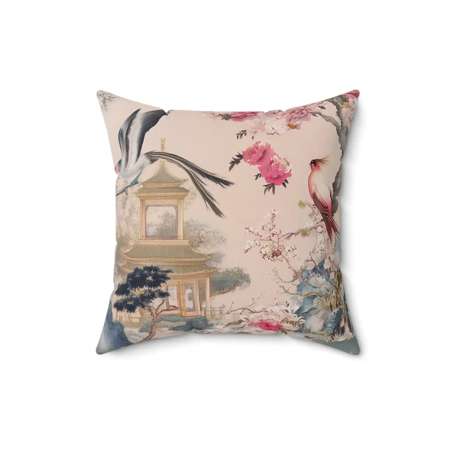 Enchanted Peony Pavilion Throw Pillow