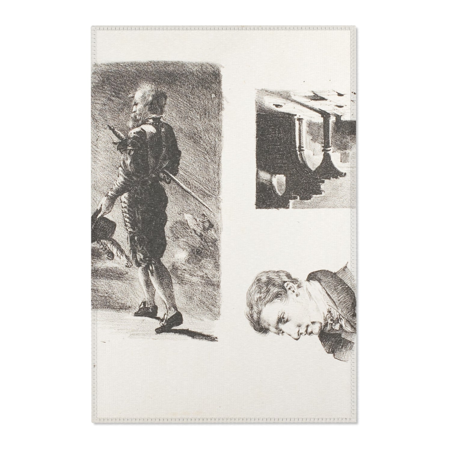 Sheet of Sketches - Eugène Delacroix Area Rug