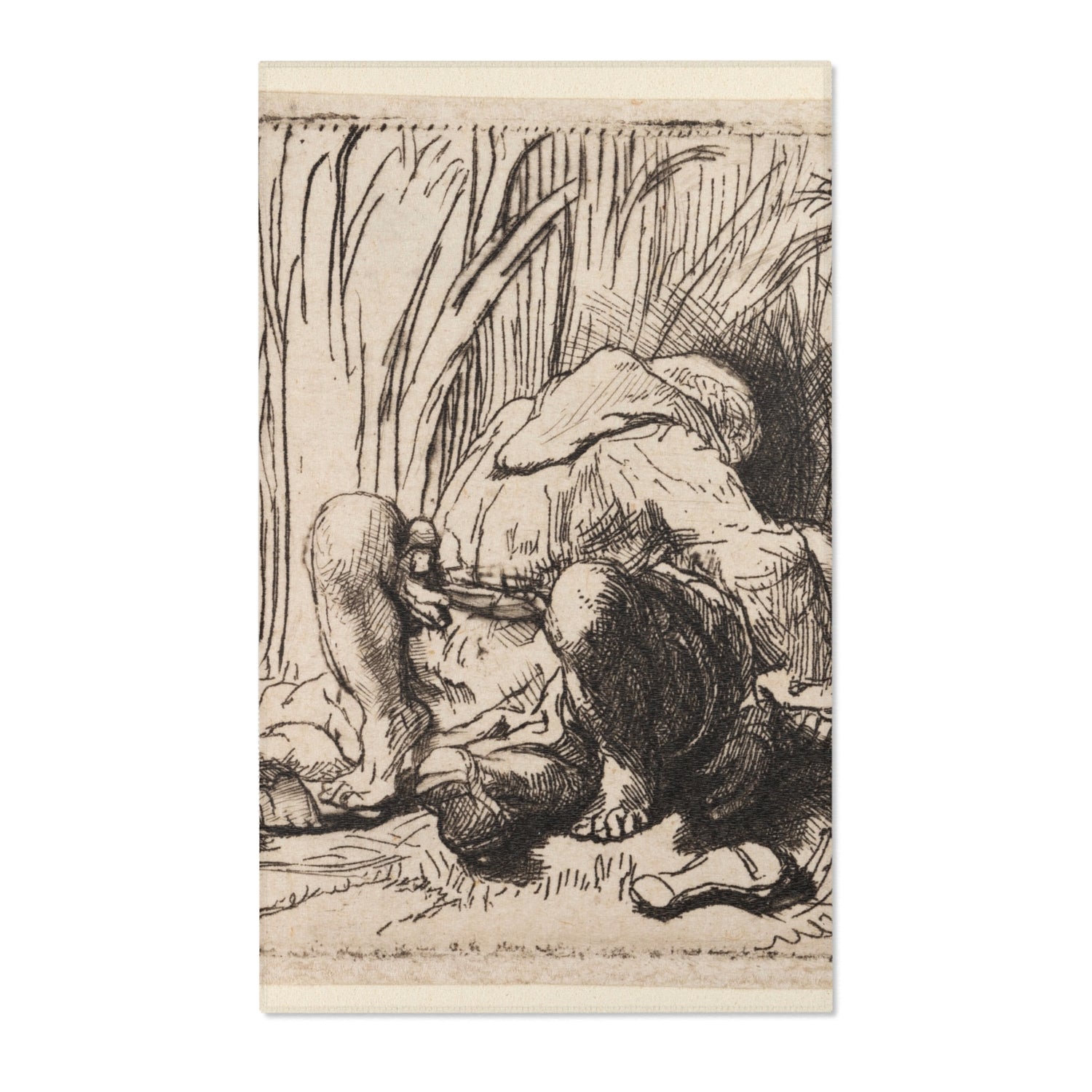 The Monk in the Cornfield - Rembrandt van Rijn Area Rug