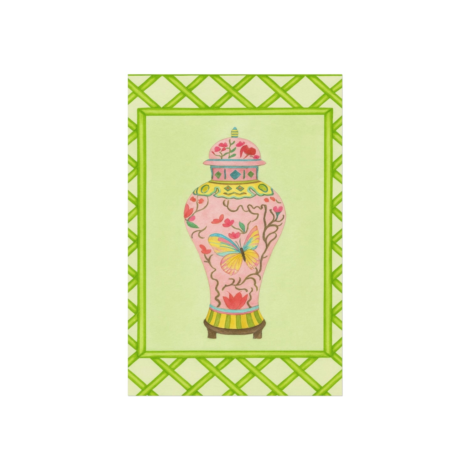 Chinoiserie Butterfly Ginger Vase Fine Art Poster