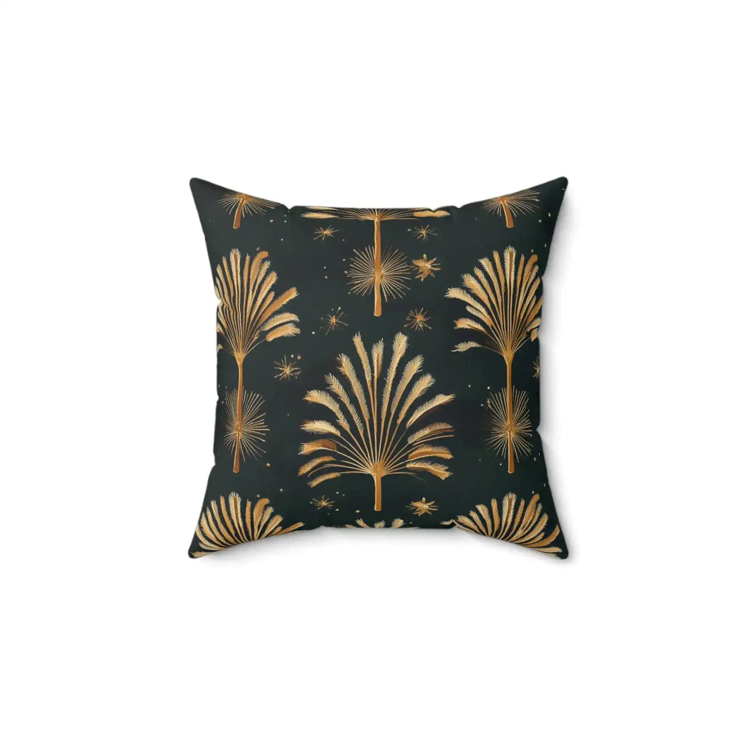Golden Palm Fronds Throw Pillow