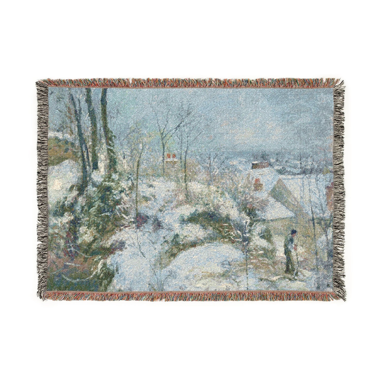 Rabbit Warren at Pontoise, Snow - Camille Pissarro Tapestry Blanket