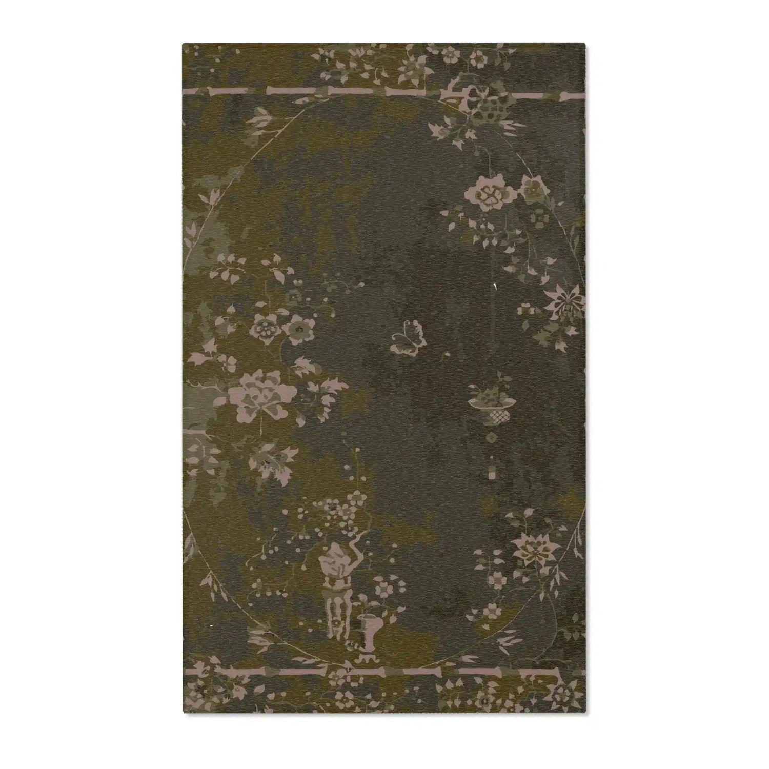 Antique Olive Bloom Accent Rug
