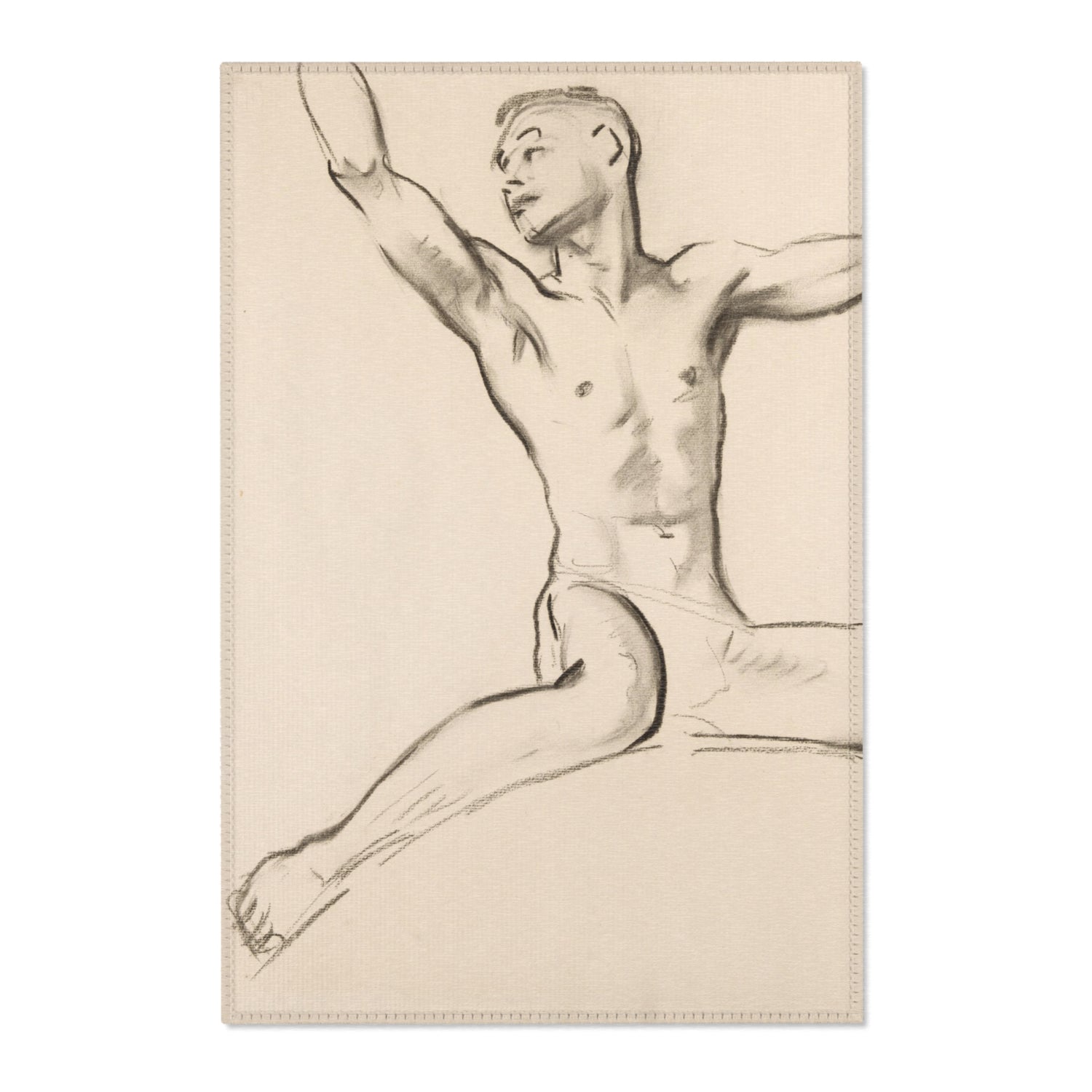 Seated Male Nude, Arms Uplifted - John Singer Sargent Area Rug