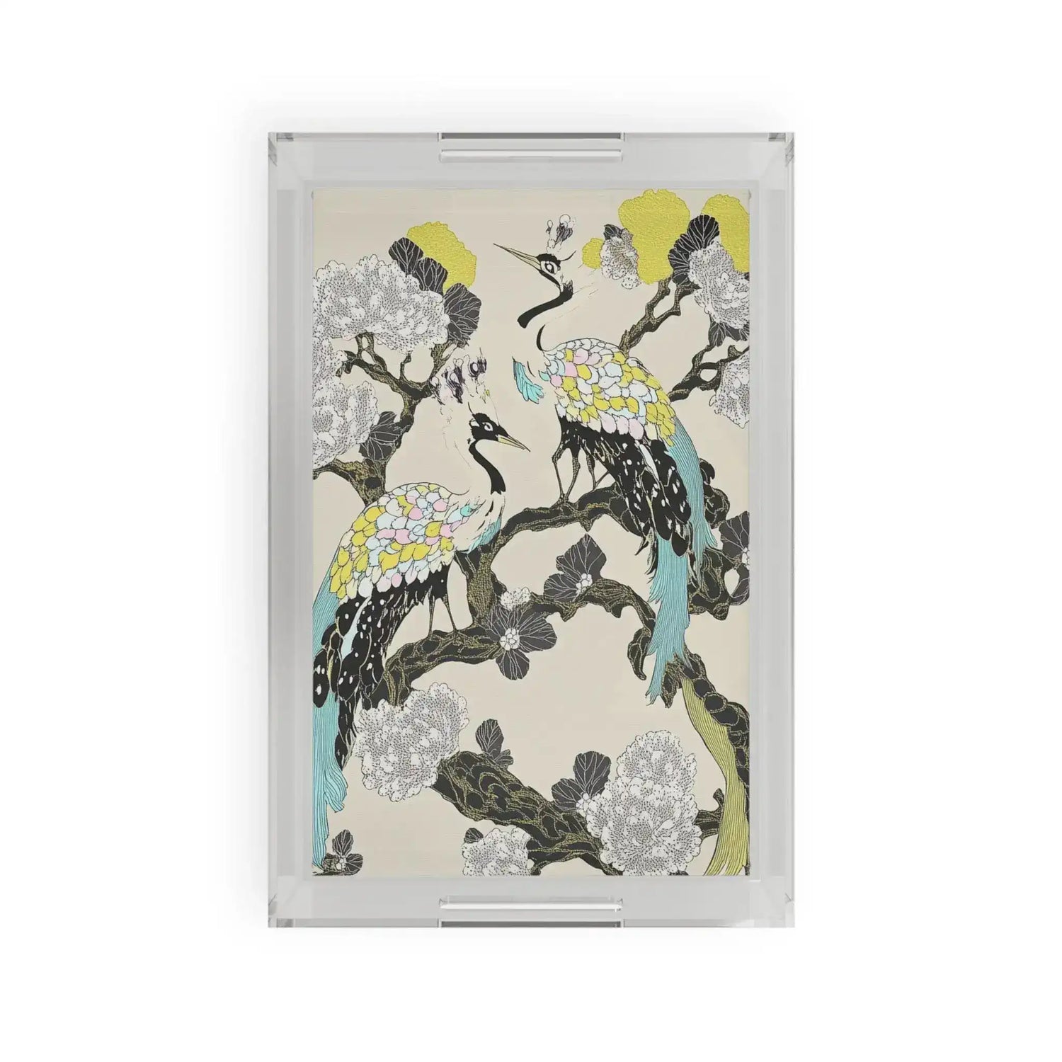 Elegant Cranes & Blossoms Serving Tray