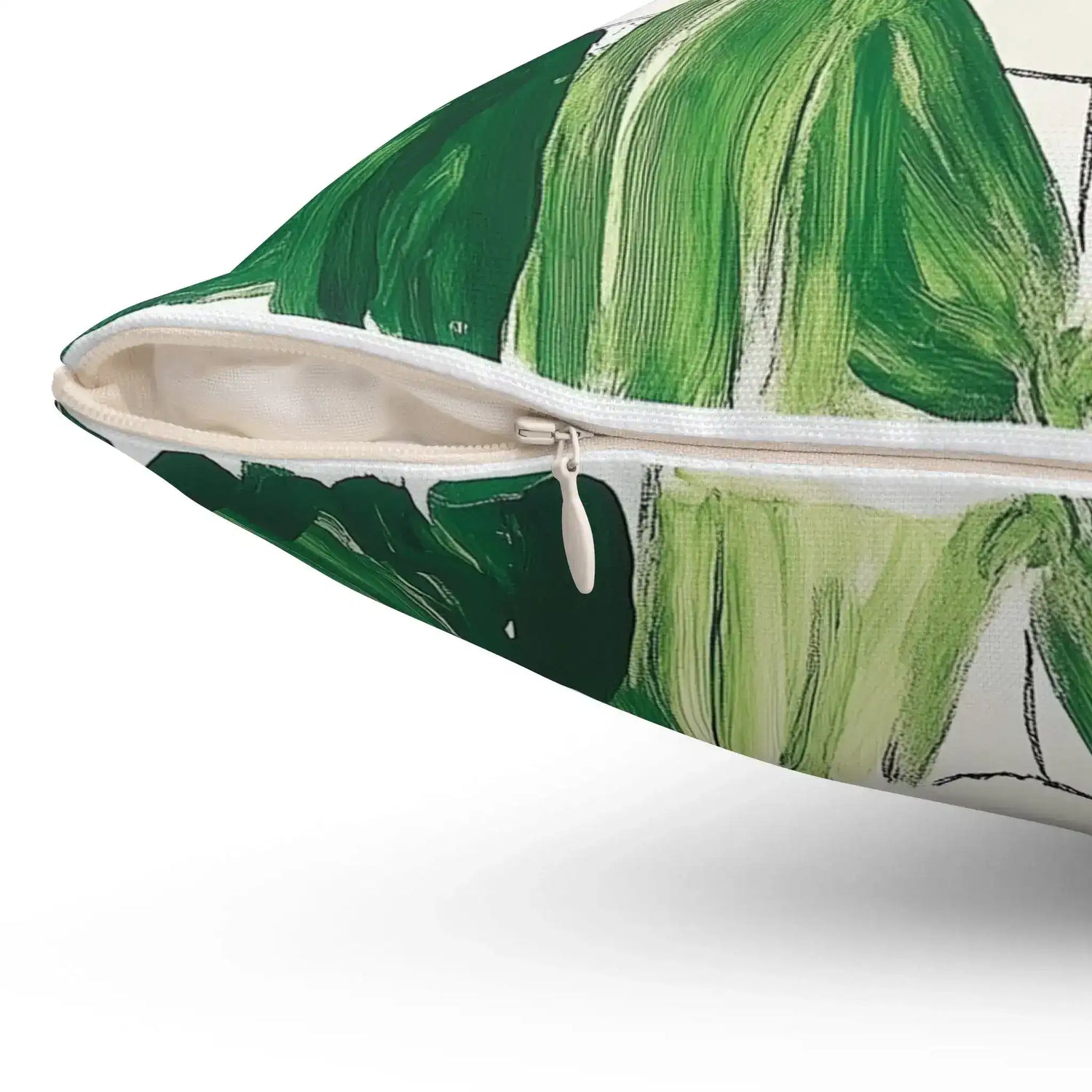 Abstract Green Portrait Throw Pillow