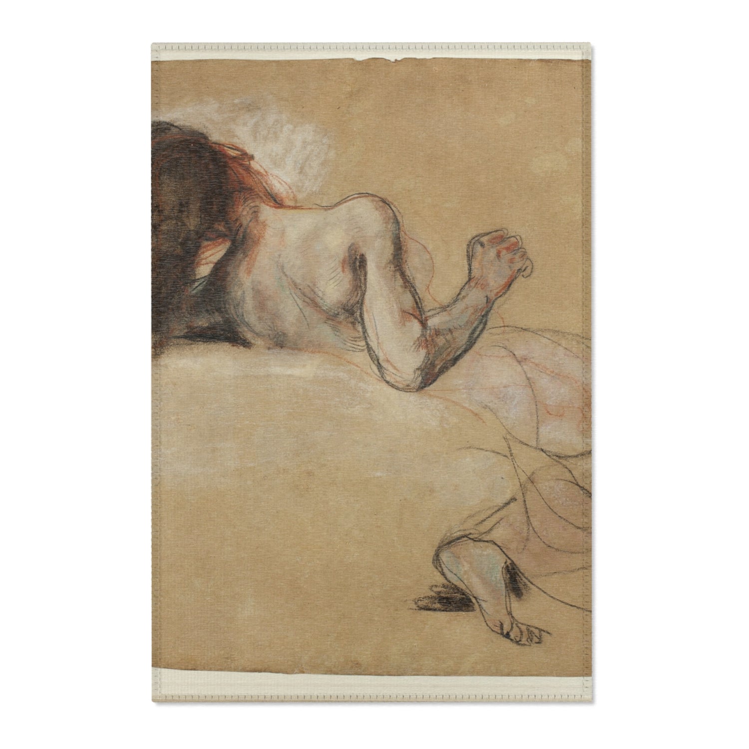 Crouching Woman - Eugène Delacroix Area Rug