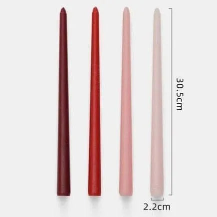 12" Unscented Taper Colored Candles - 4 pcs