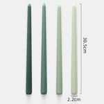 12" Unscented Taper Colored Candles - 4 pcs Green Hues