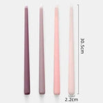 12" Unscented Taper Colored Candles - 4 pcs Pink Hues