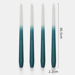 12" Unscented Taper Colored Candles - 4 pcs Teal and White